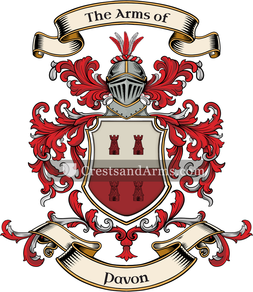 The Pavon coat of arms, drawn from the recorded blazon