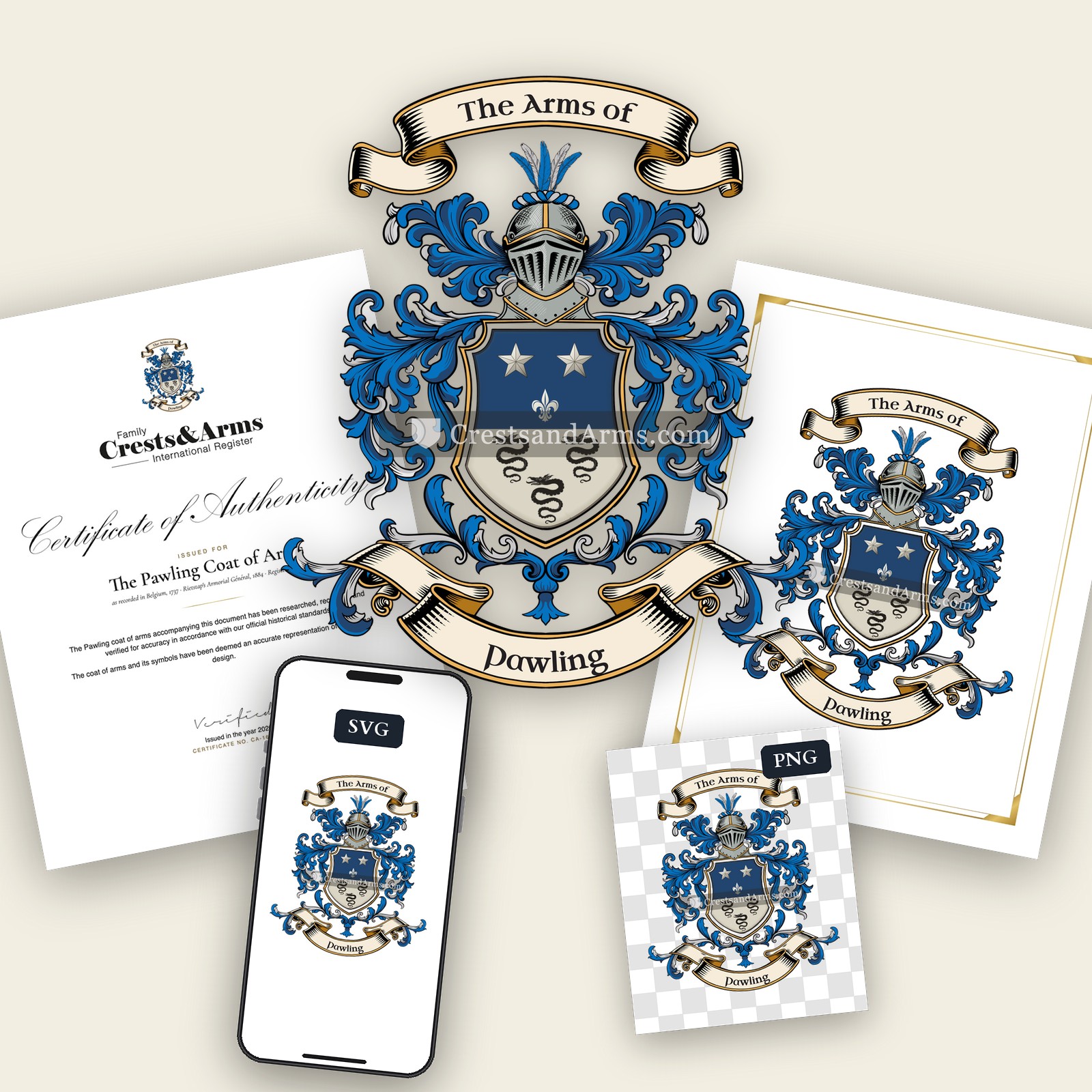 The Pawling arms on the coat of arms — digital pack