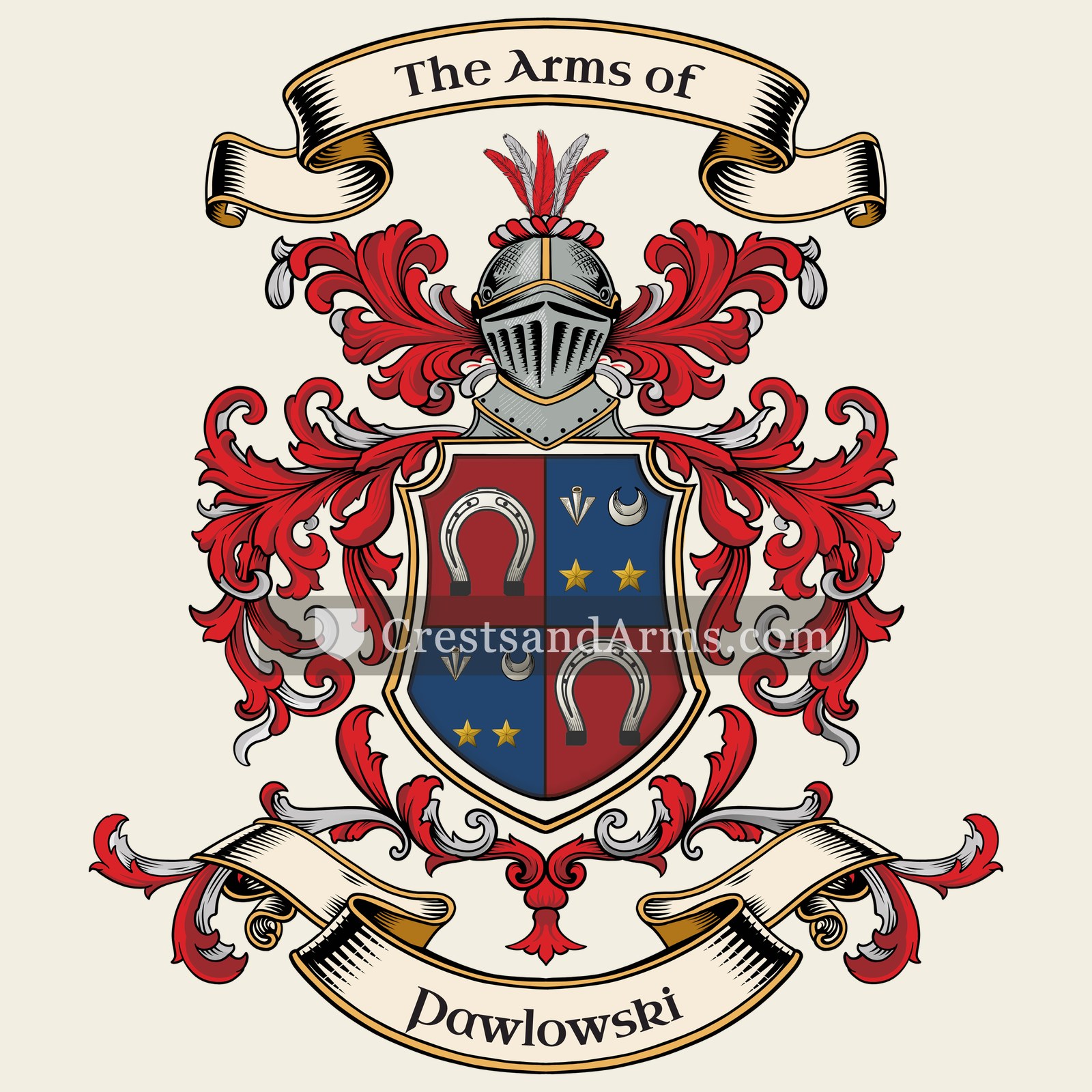The Pawlowski coat of arms, drawn from the recorded blazon