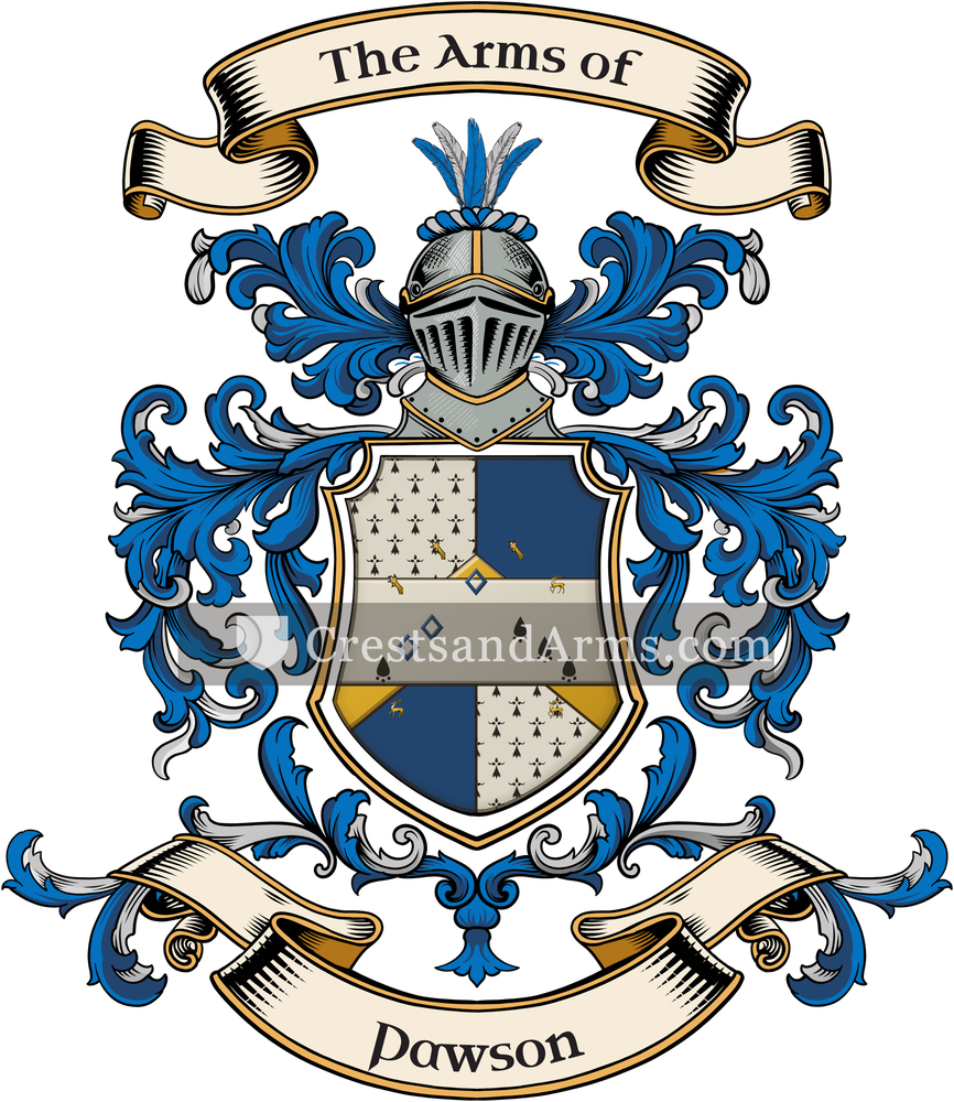 The Pawson coat of arms, drawn from the recorded blazon