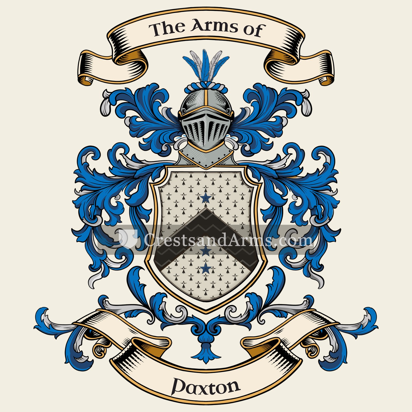 The Paxton coat of arms, drawn from the recorded blazon