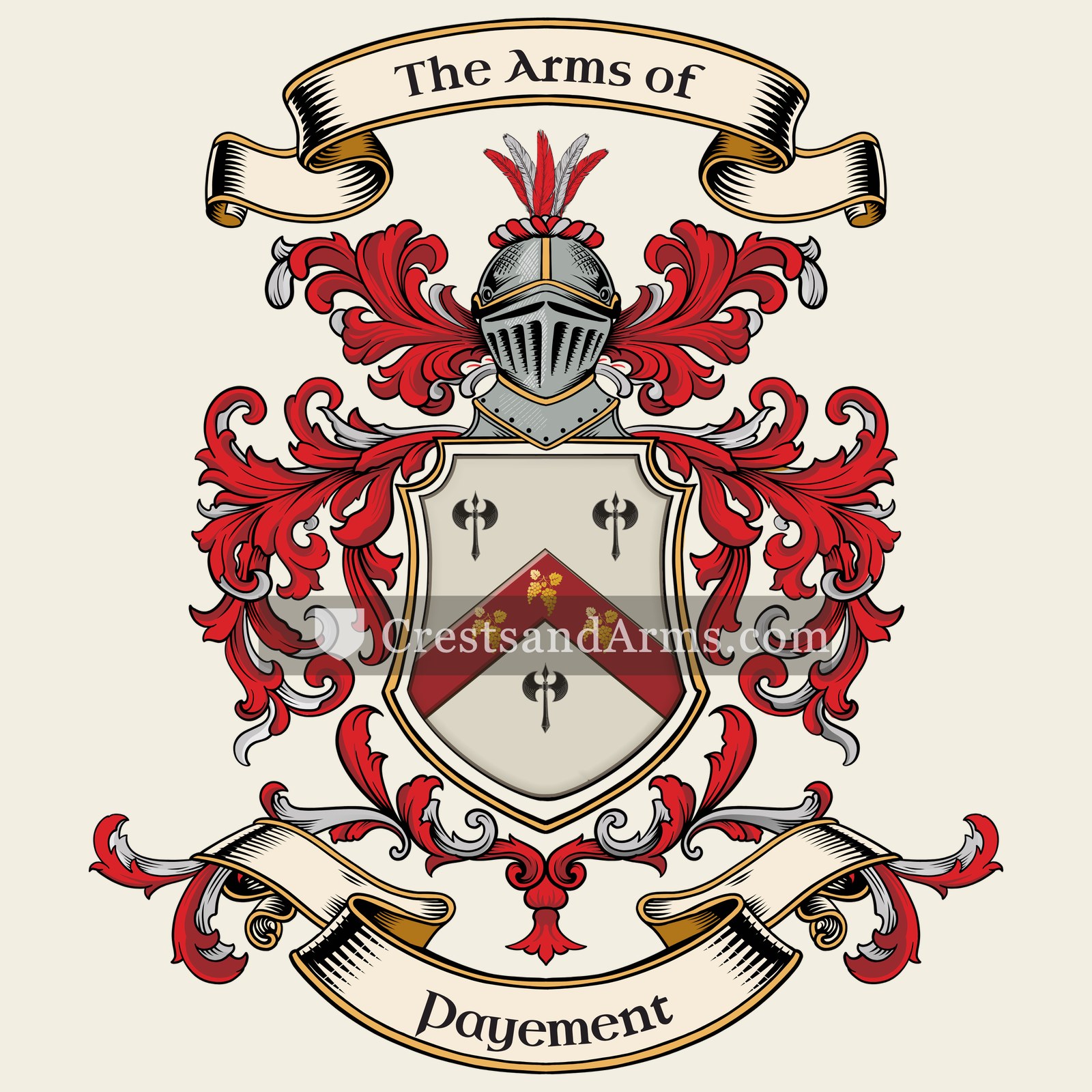 The Payement coat of arms, drawn from the recorded blazon