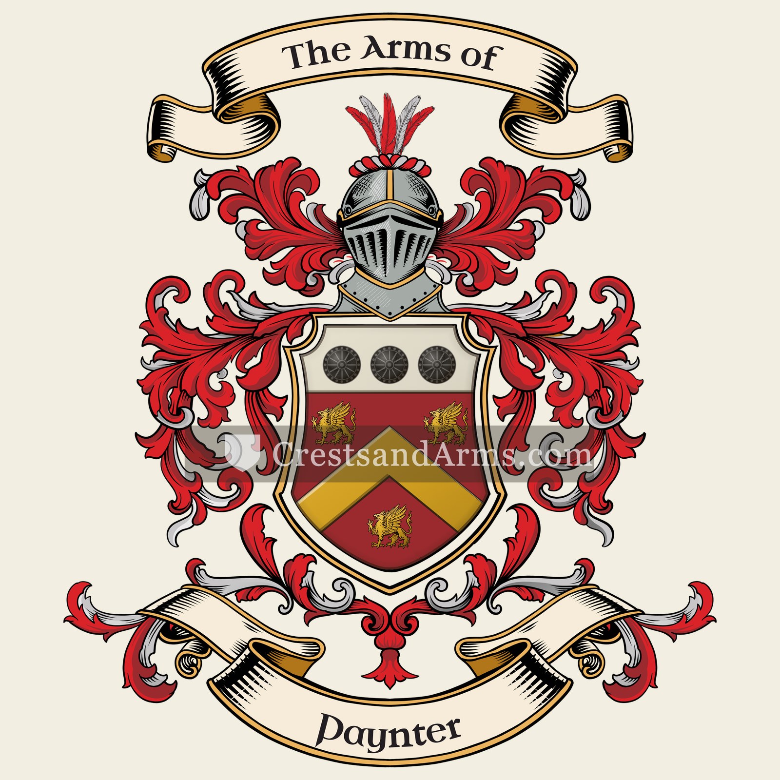 The Paynter coat of arms, drawn from the recorded blazon