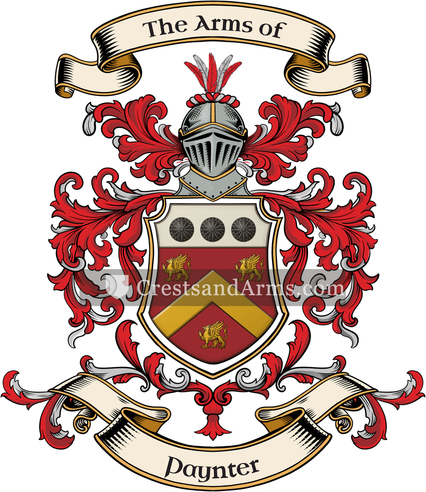 The Paynter coat of arms, drawn from the recorded blazon