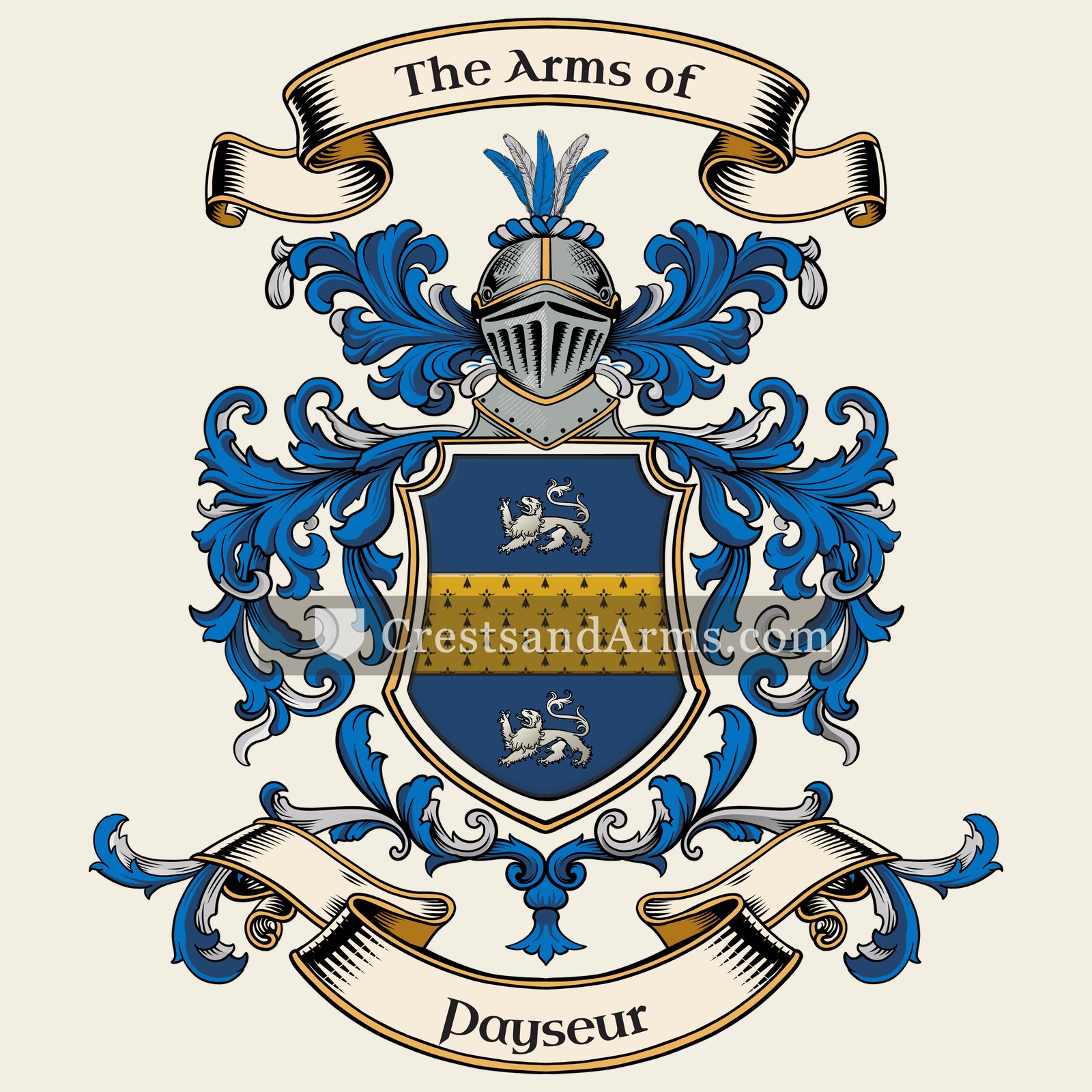 The Payseur coat of arms, drawn from the recorded blazon