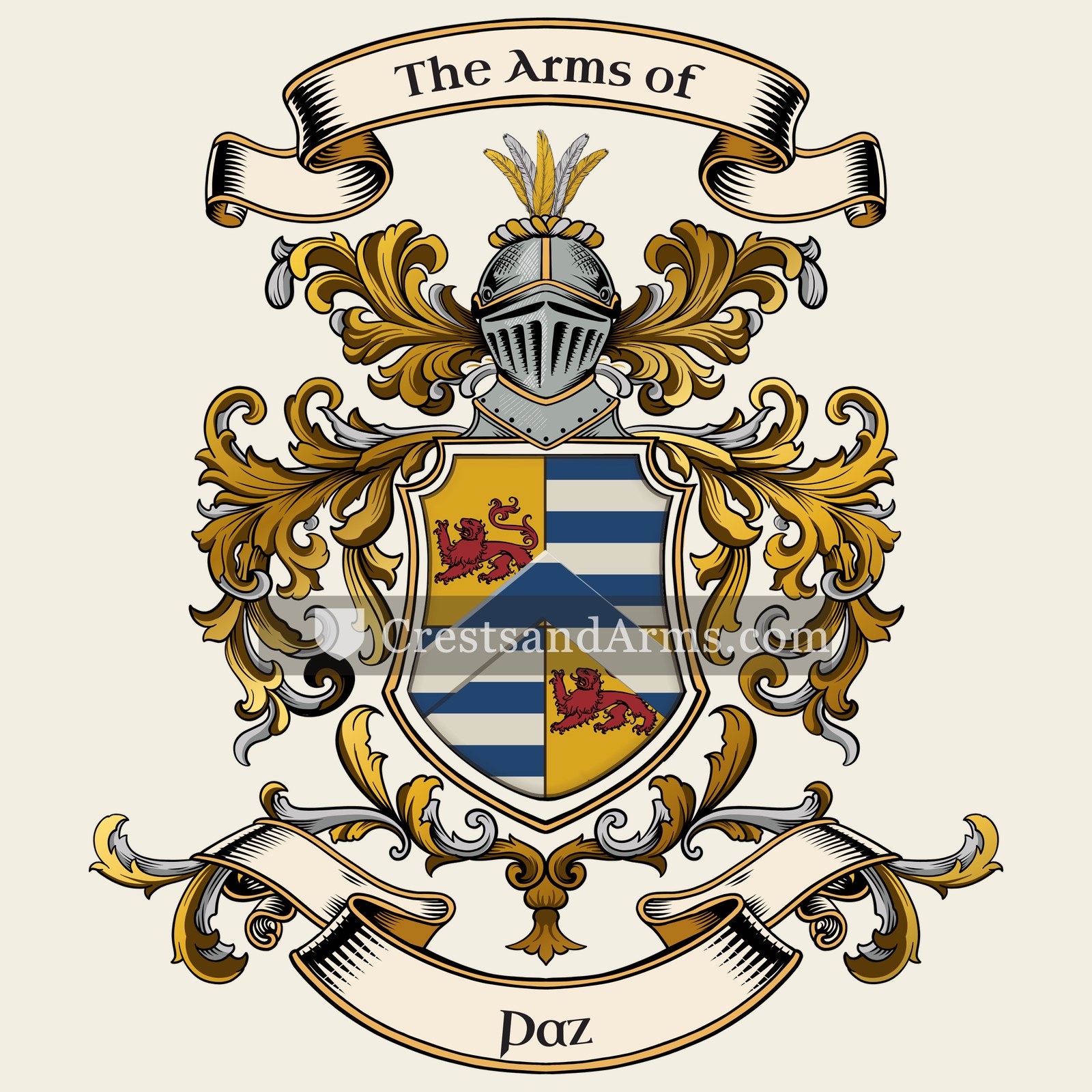 The Paz coat of arms, drawn from the recorded blazon