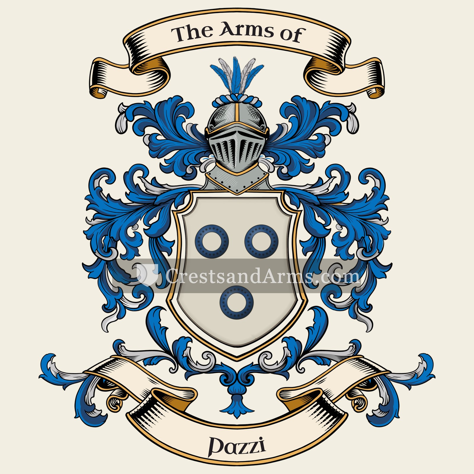 The Pazzi coat of arms, drawn from the recorded blazon