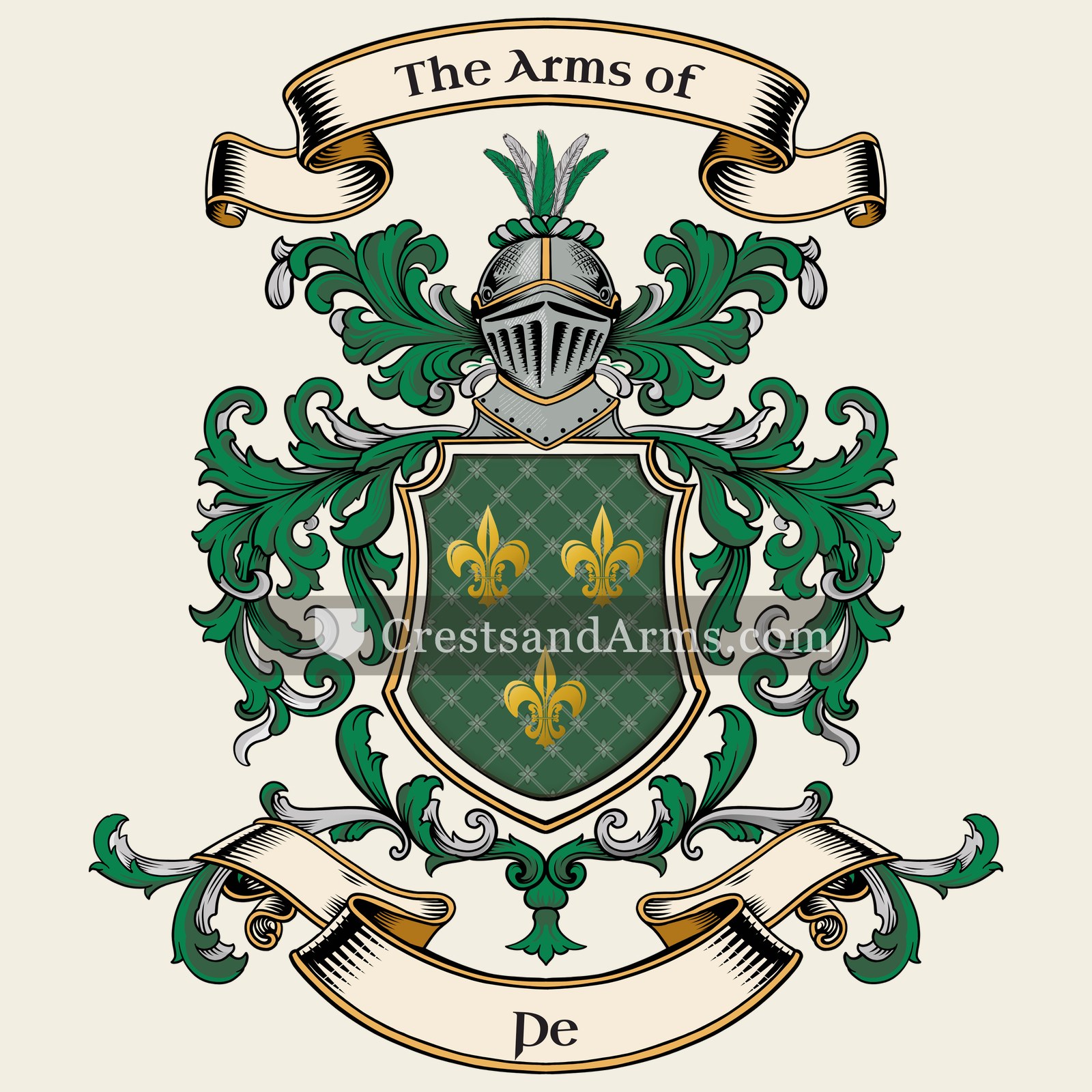 The Pe coat of arms, drawn from the recorded blazon