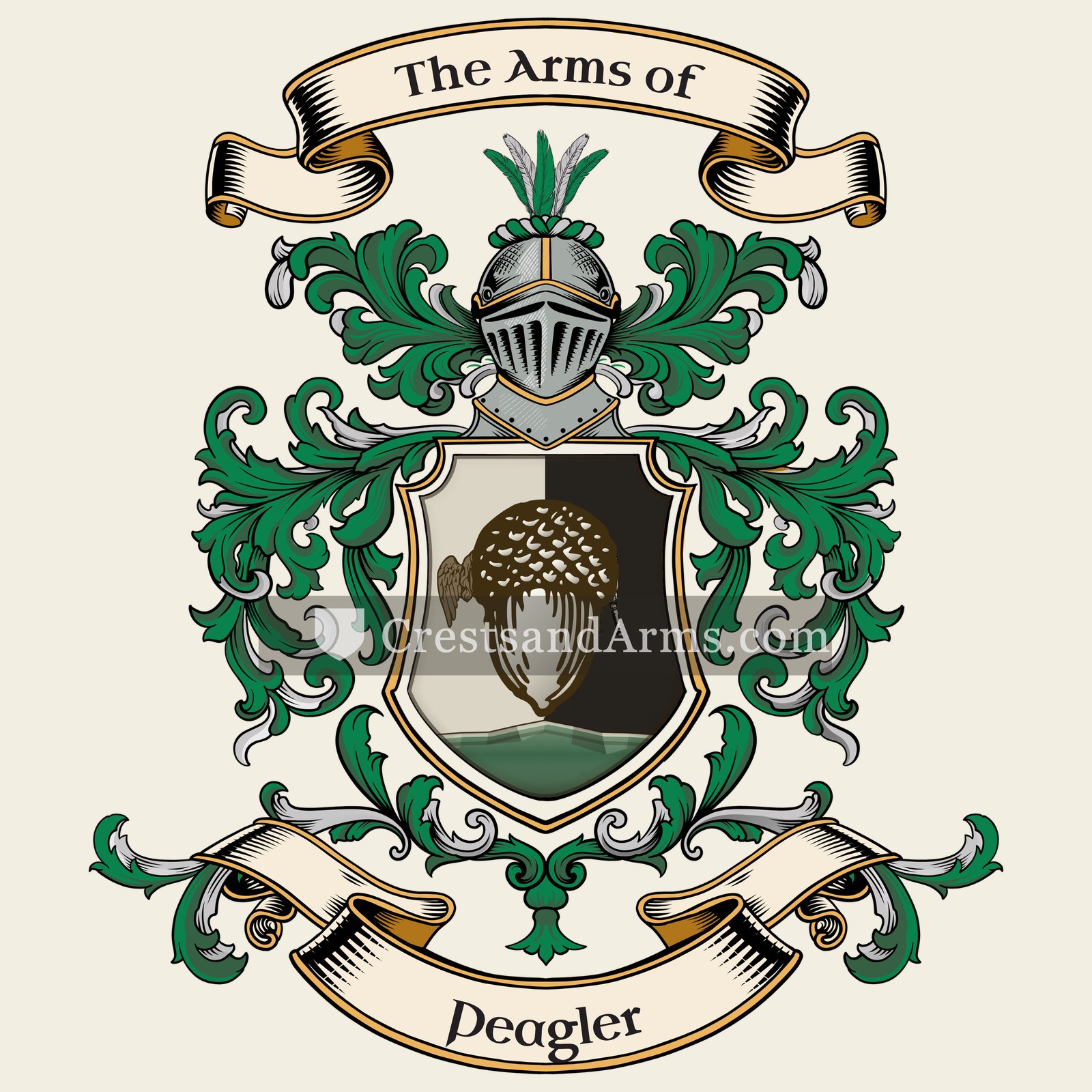 The Peagler coat of arms, drawn from the recorded blazon