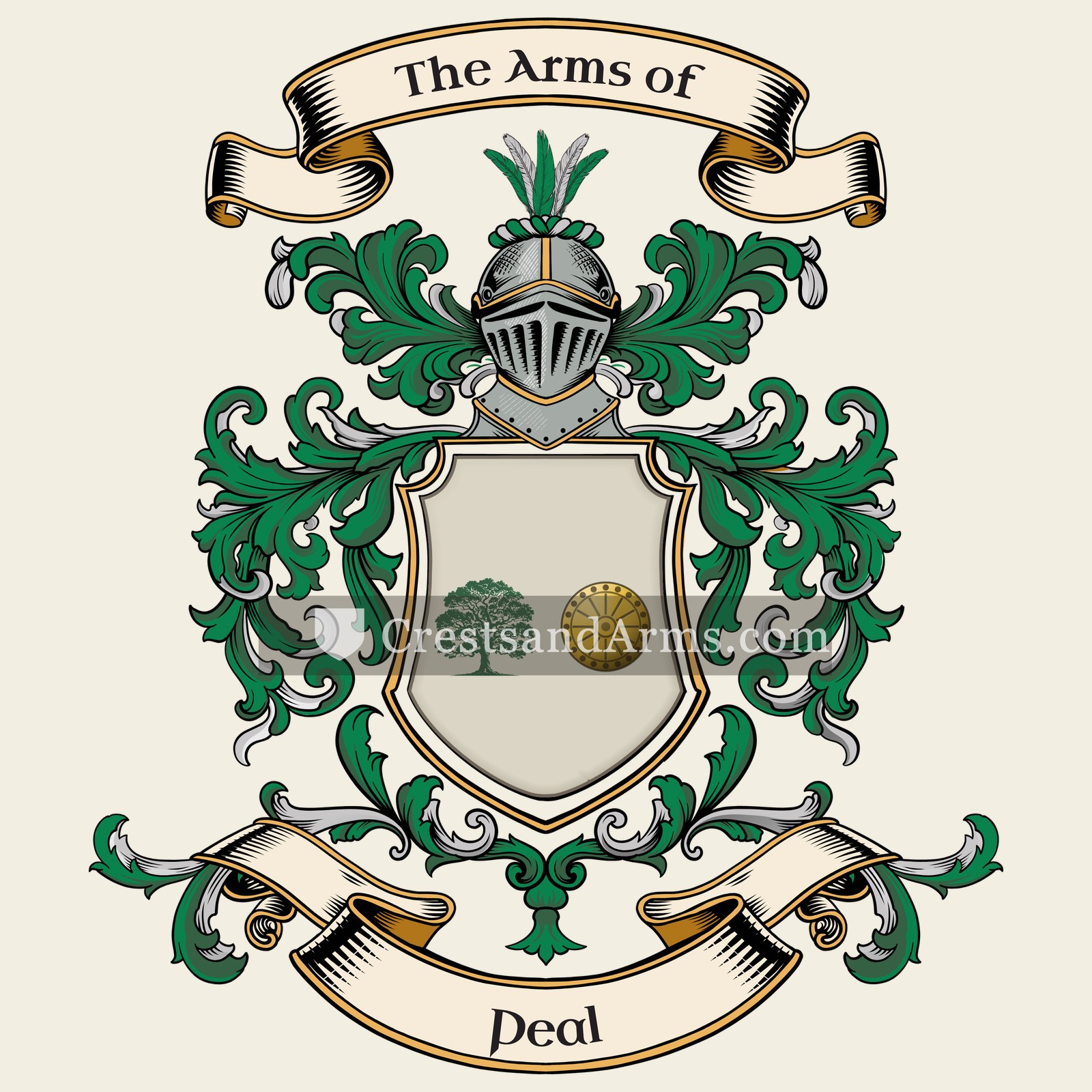 The Peal coat of arms, drawn from the recorded blazon