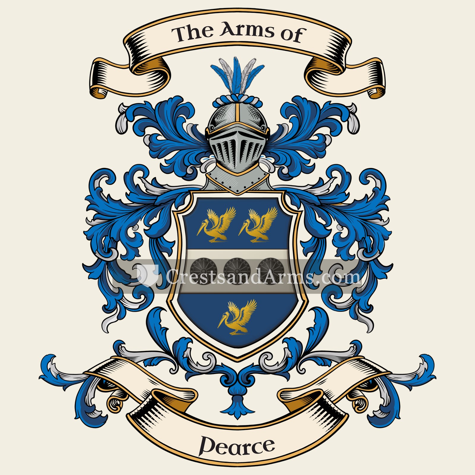 The Pearce coat of arms, drawn from the recorded blazon