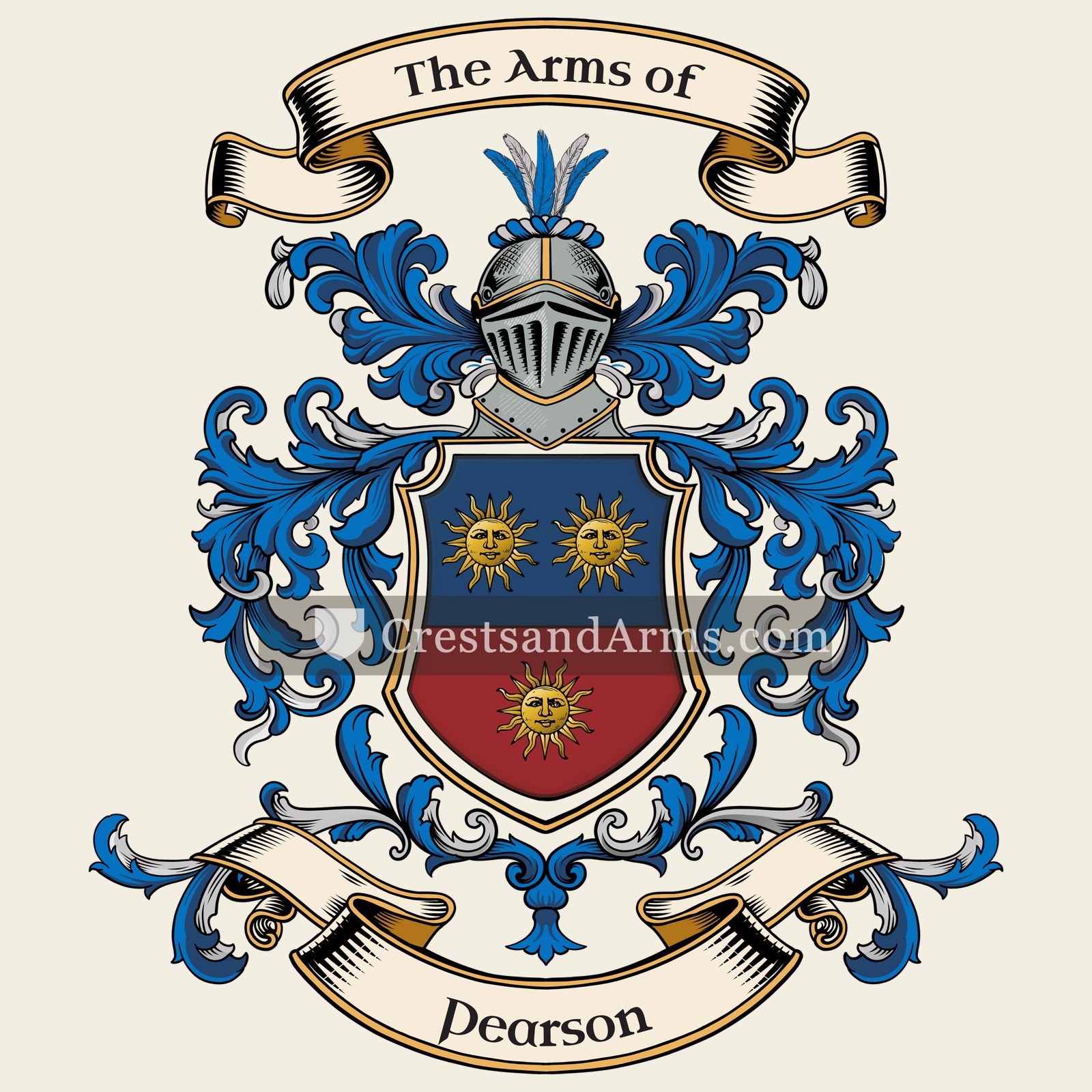 The Pearson coat of arms, drawn from the recorded blazon