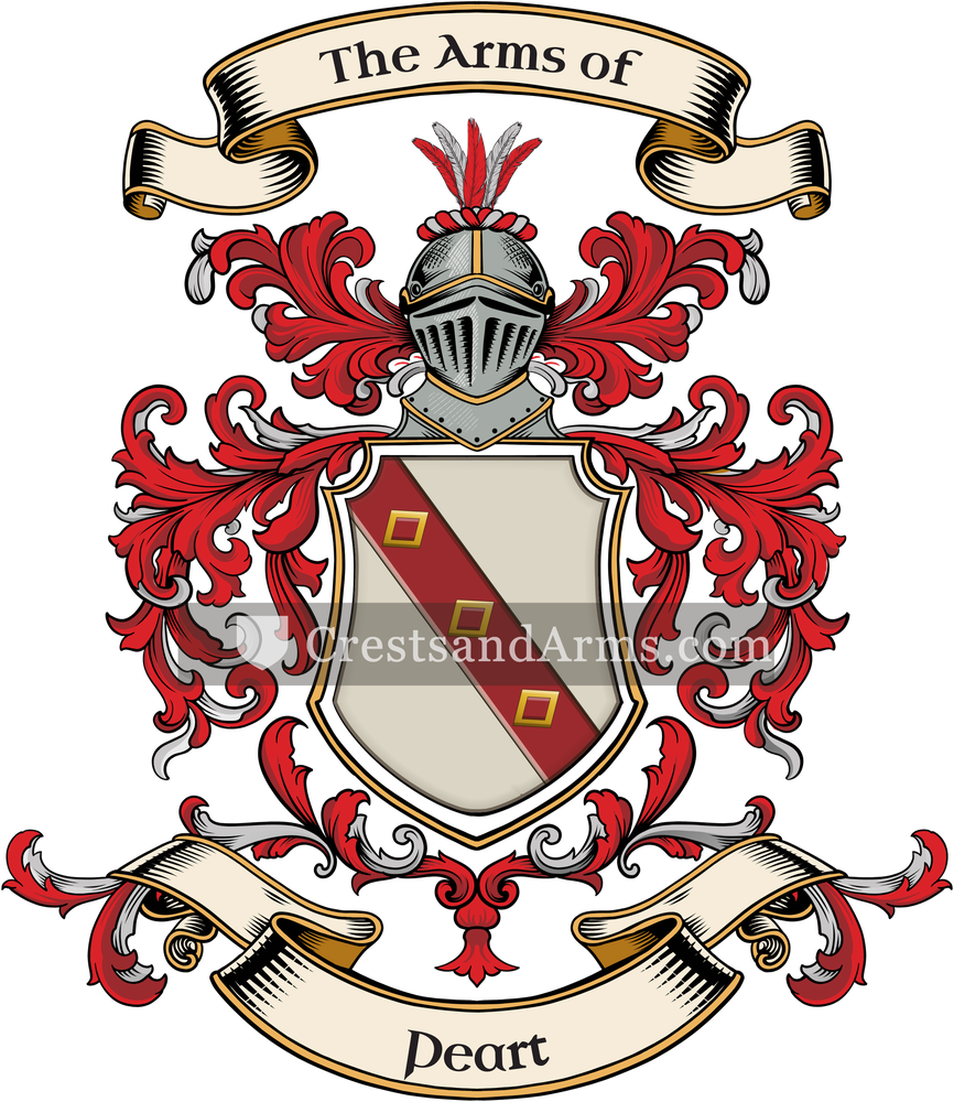 The Peart coat of arms, drawn from the recorded blazon