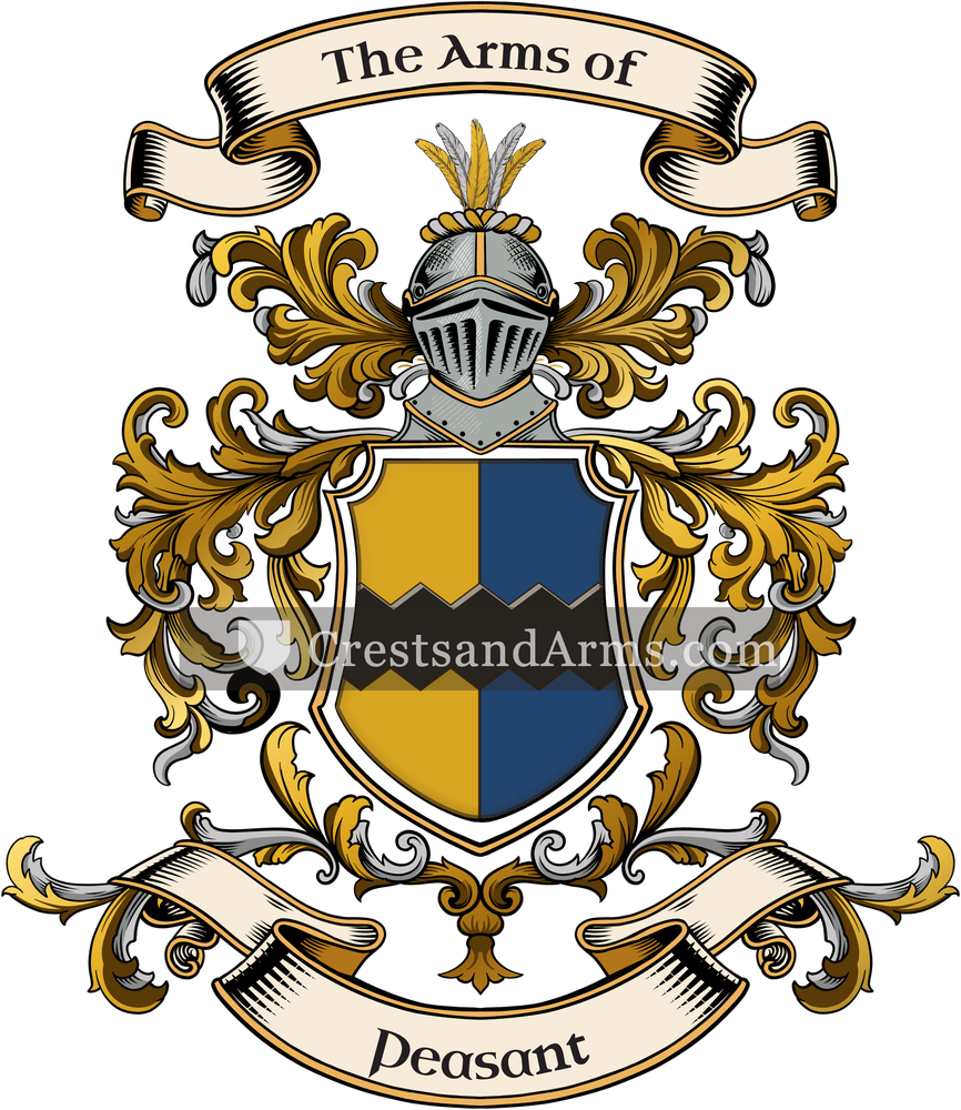 The Peasant coat of arms, drawn from the recorded blazon