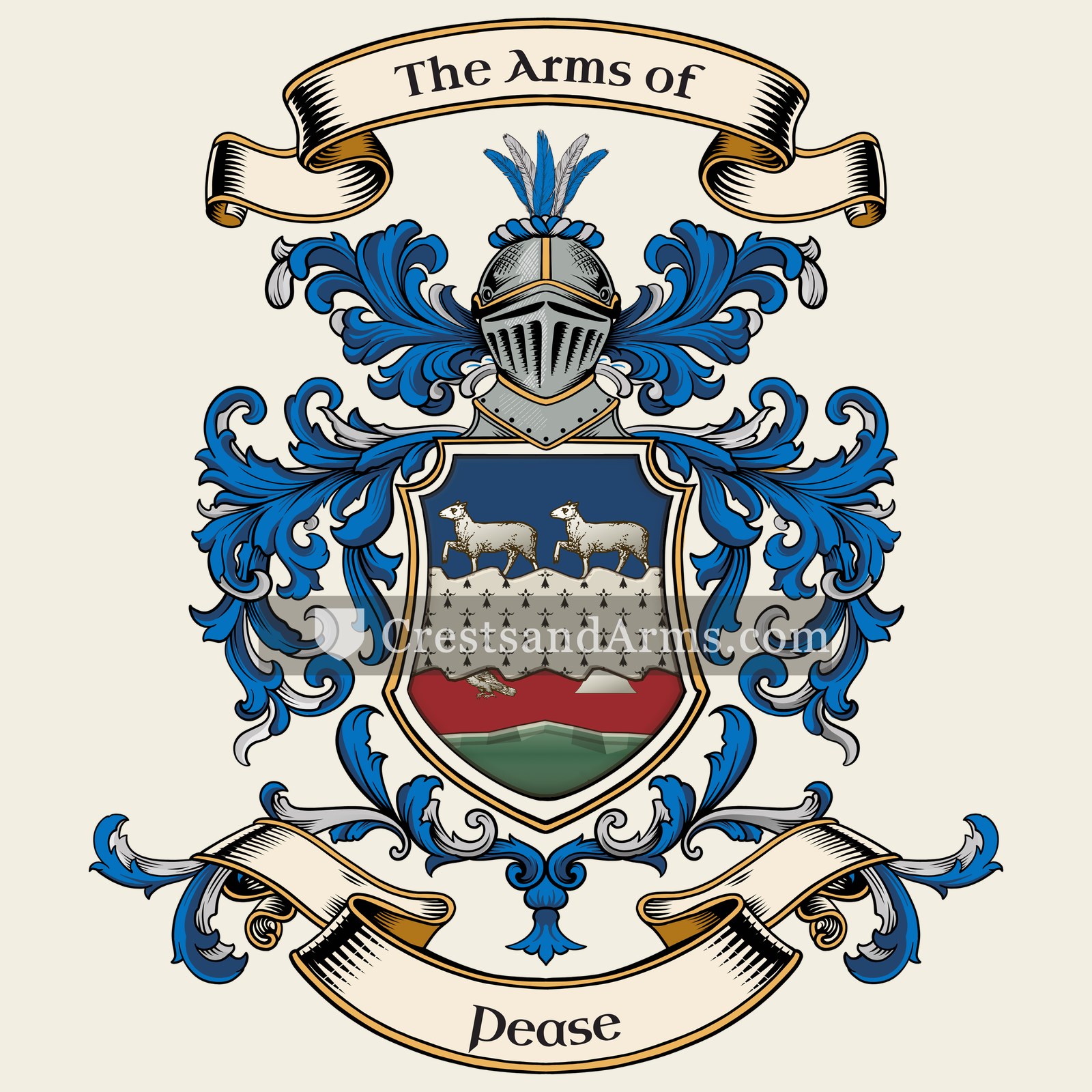 The Pease coat of arms, drawn from the recorded blazon