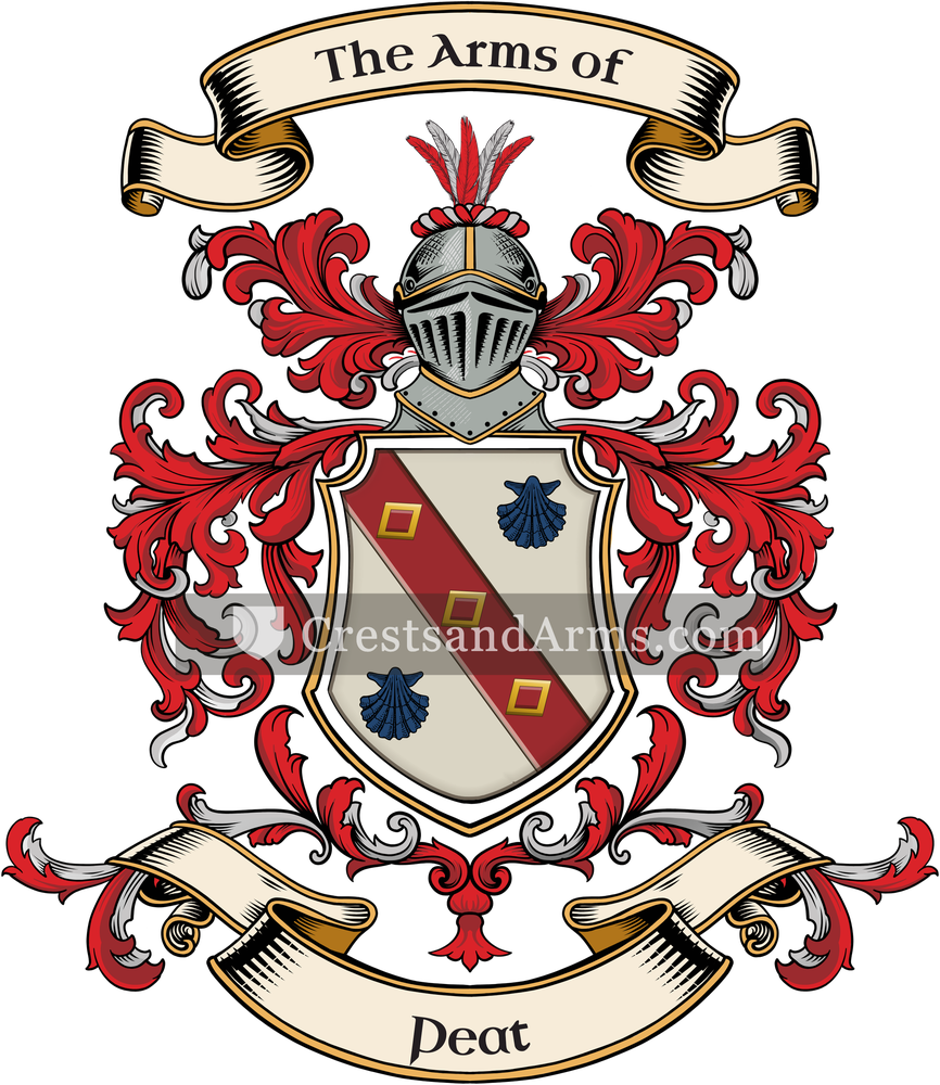 The Peat coat of arms, drawn from the recorded blazon