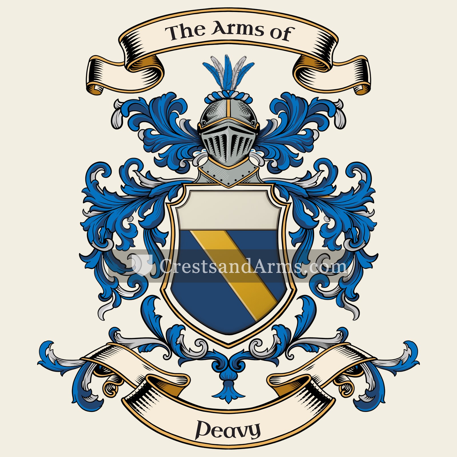 The Peavy coat of arms, drawn from the recorded blazon