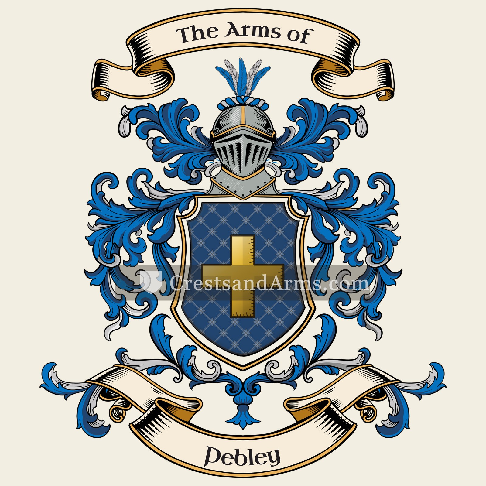 The Pebley coat of arms, drawn from the recorded blazon