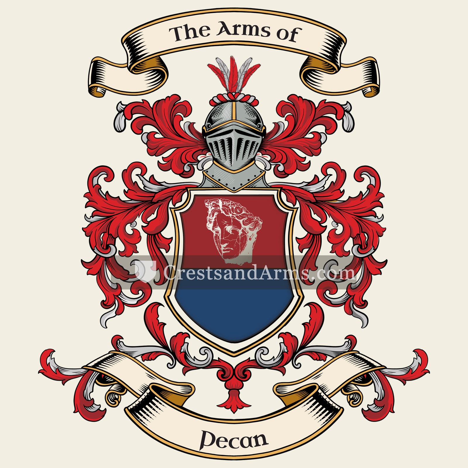 The Pecan coat of arms, drawn from the recorded blazon