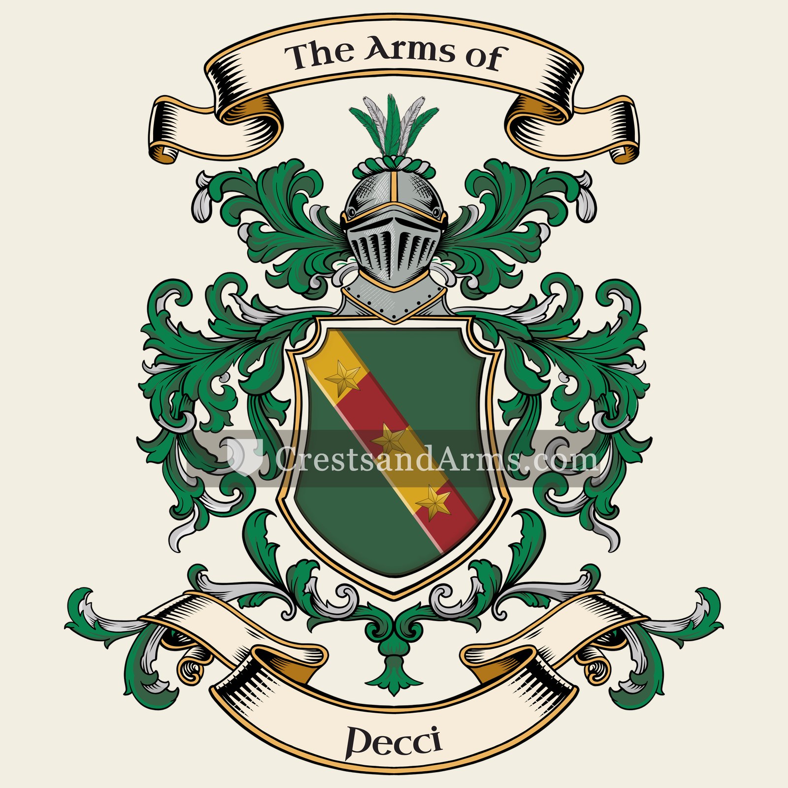 The Pecci coat of arms, drawn from the recorded blazon