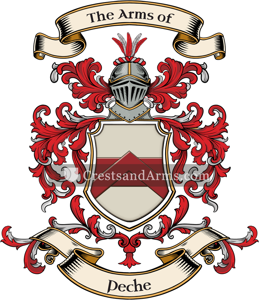 The Peche coat of arms, drawn from the recorded blazon