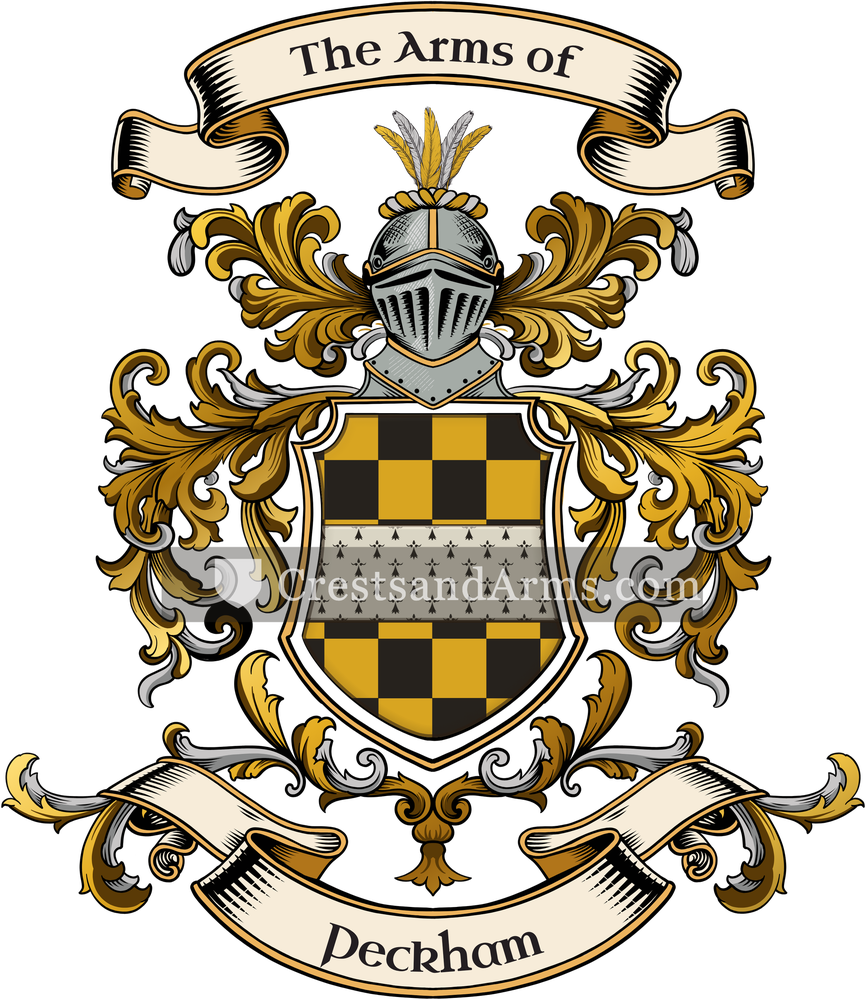 The Peckham coat of arms, drawn from the recorded blazon