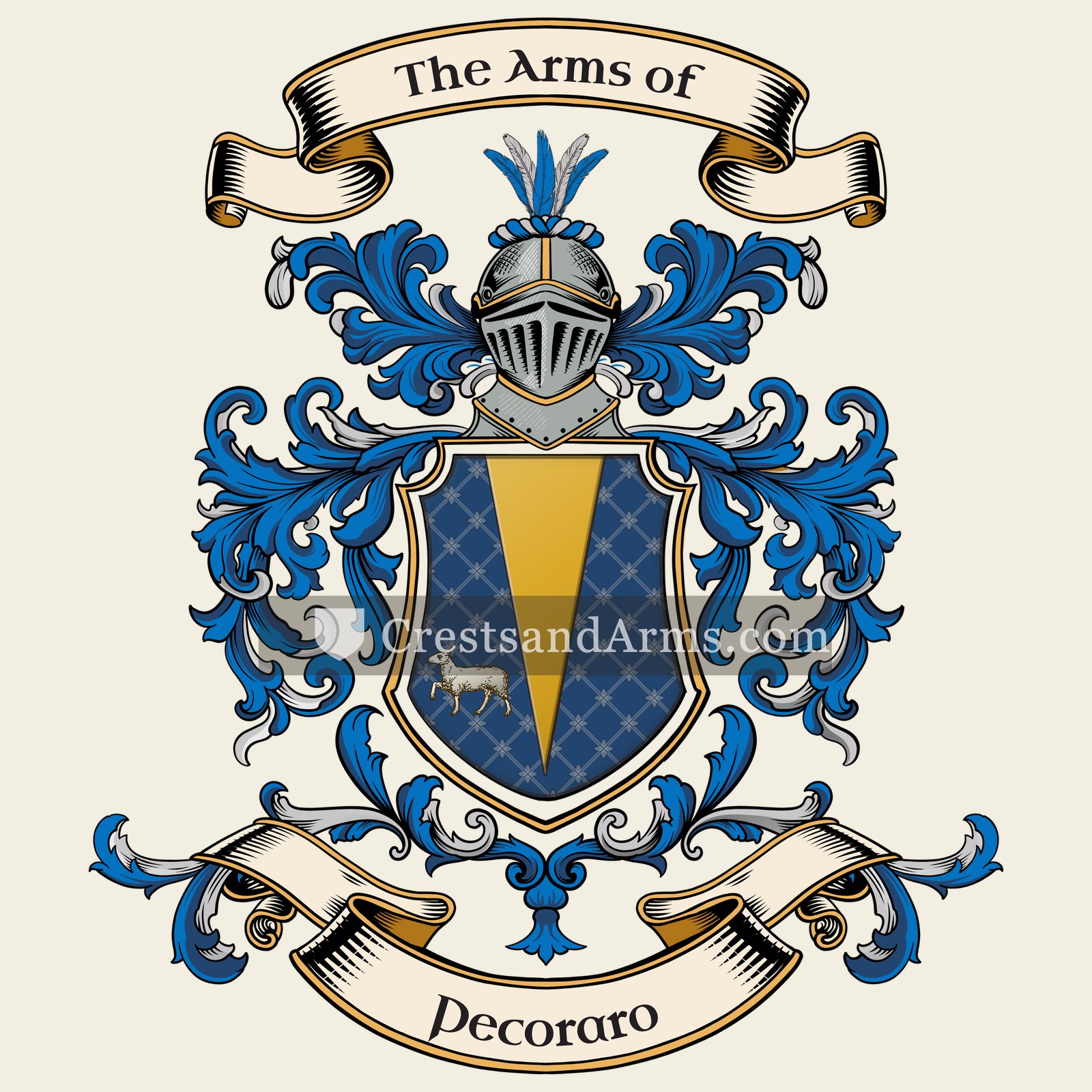 The Pecoraro coat of arms, drawn from the recorded blazon