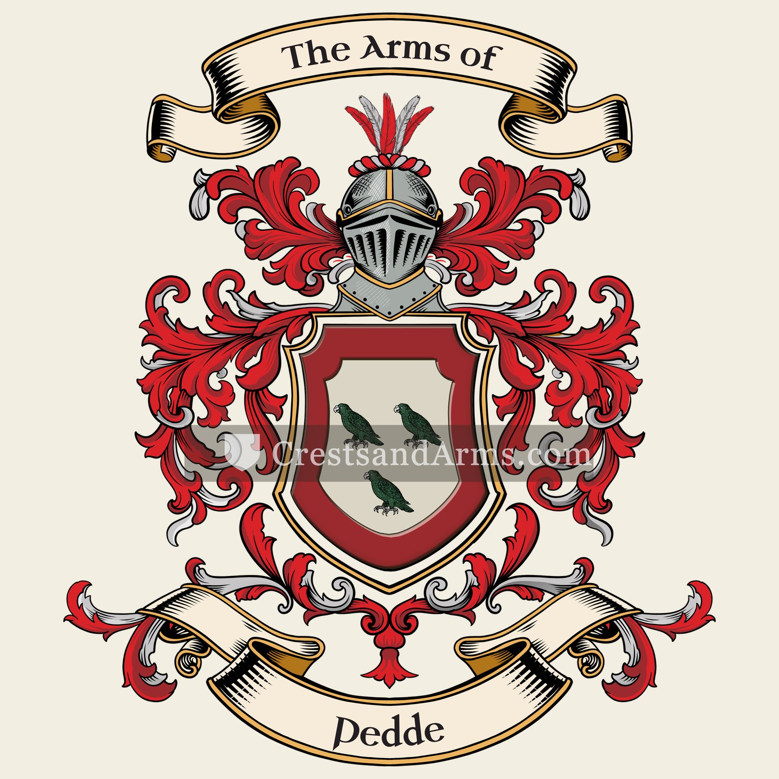 The Pedde coat of arms, drawn from the recorded blazon