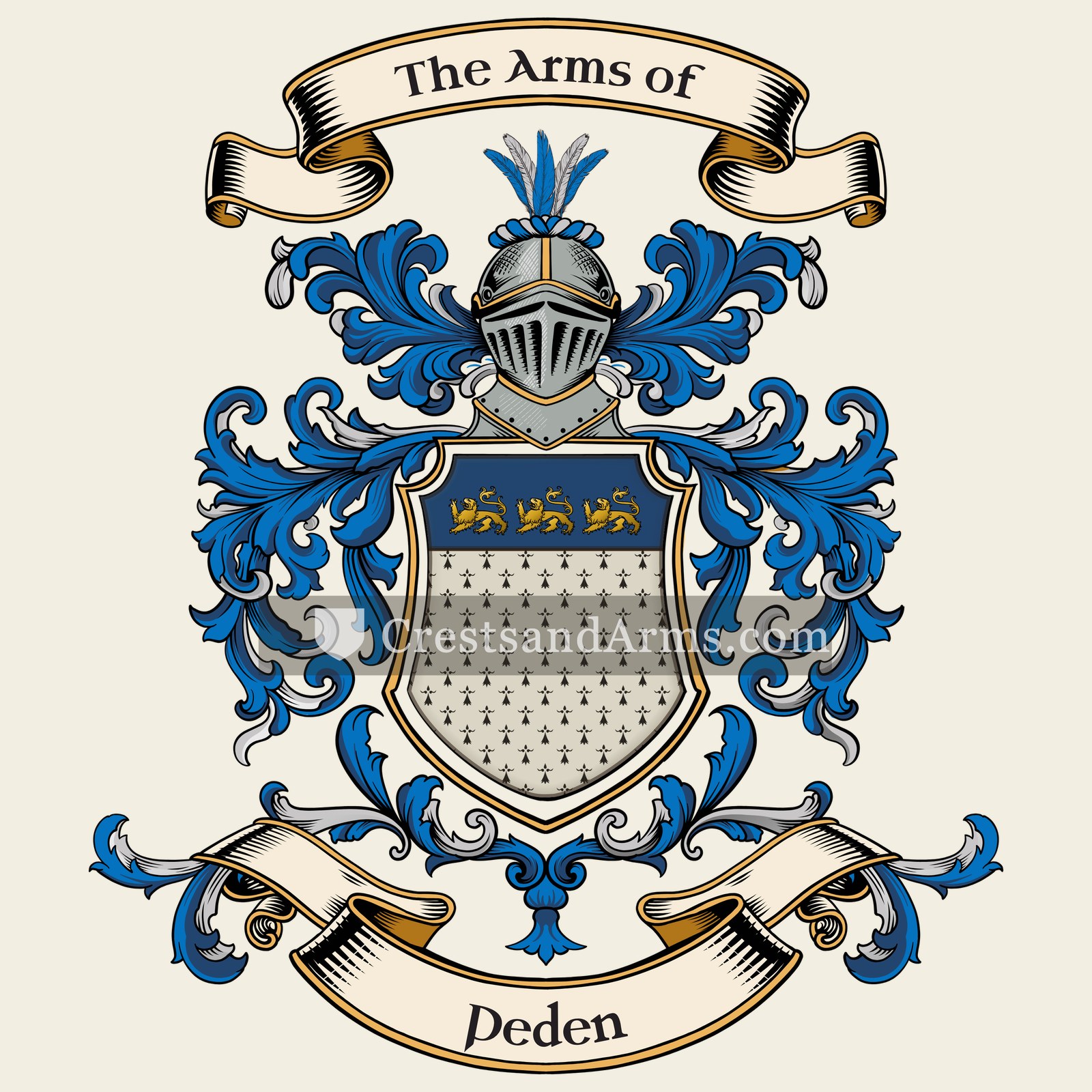 The Peden coat of arms, drawn from the recorded blazon
