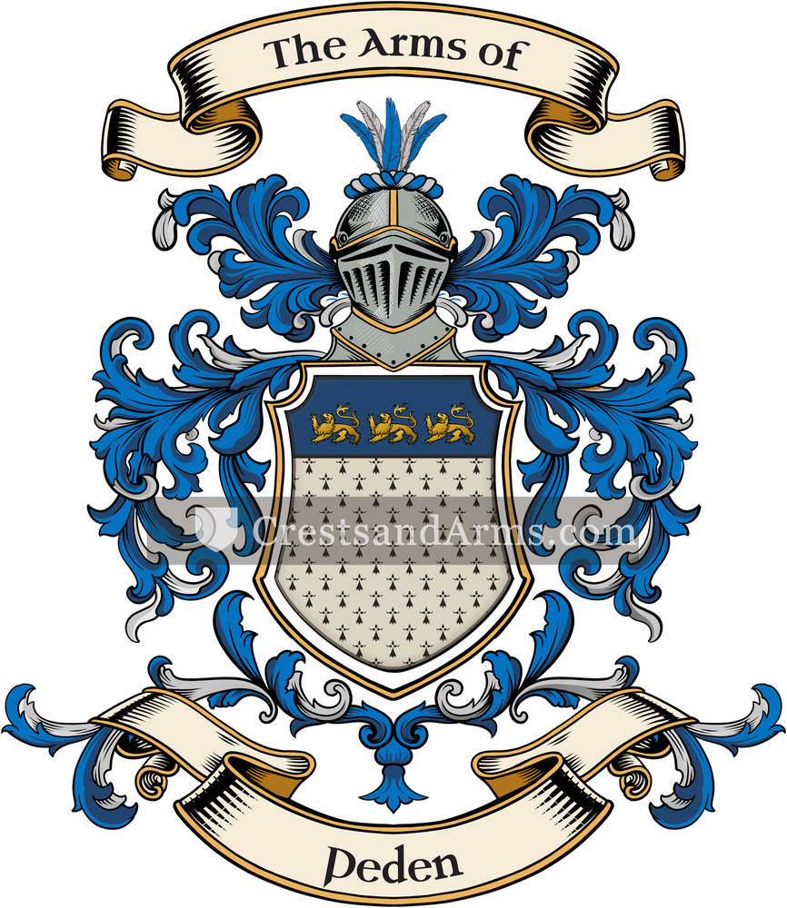 The Peden coat of arms, drawn from the recorded blazon