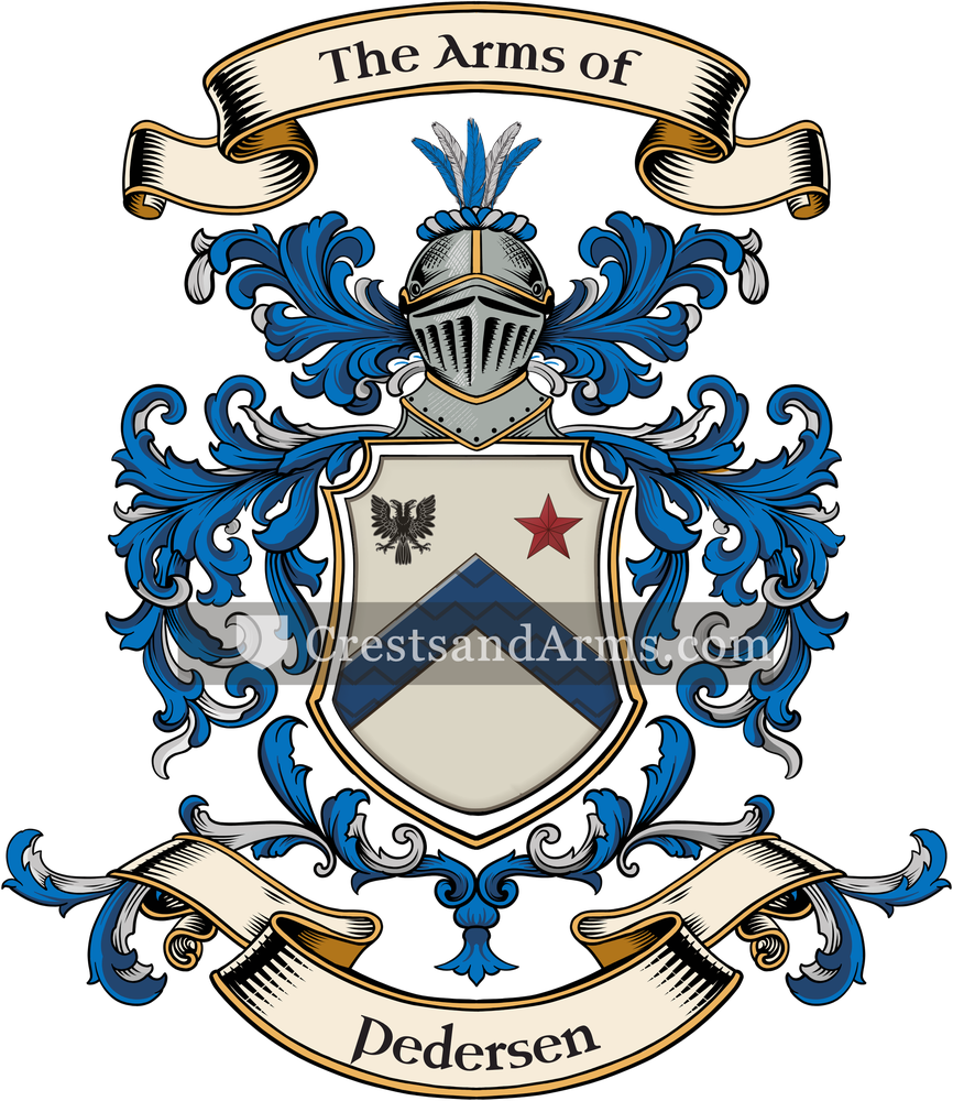 The Pedersen coat of arms, drawn from the recorded blazon