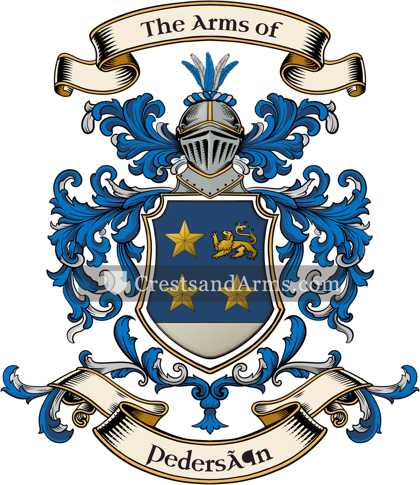 The Pedersön coat of arms, drawn from the recorded blazon