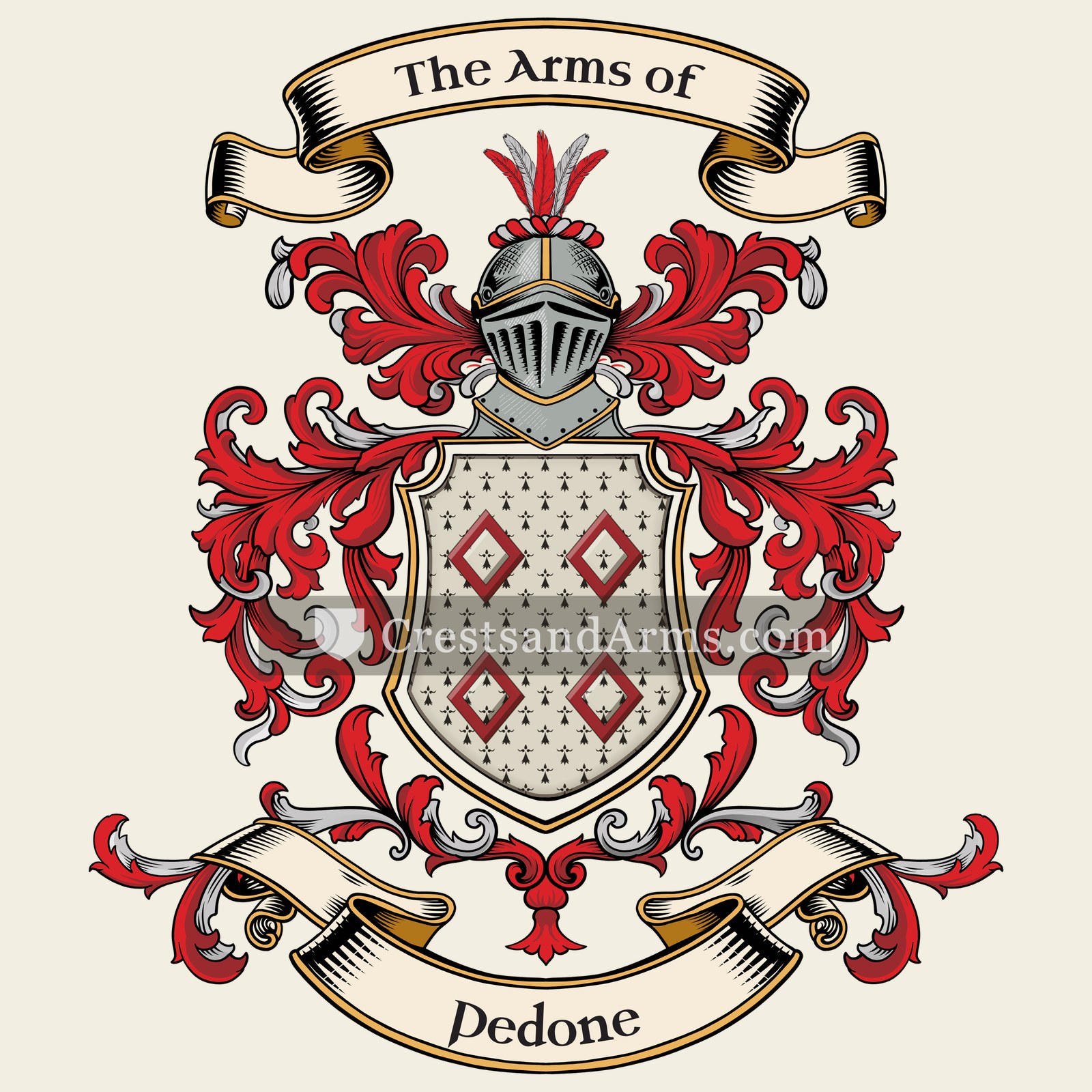 The Pedone coat of arms, drawn from the recorded blazon