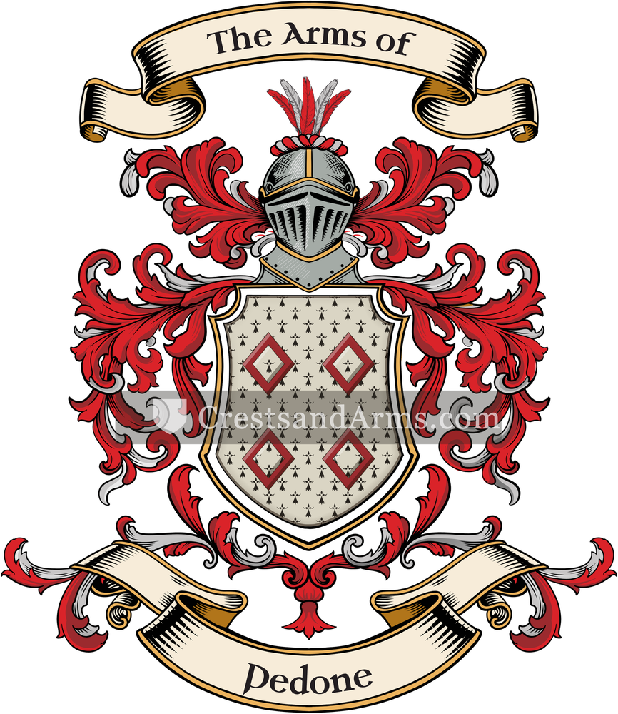 The Pedone coat of arms, drawn from the recorded blazon