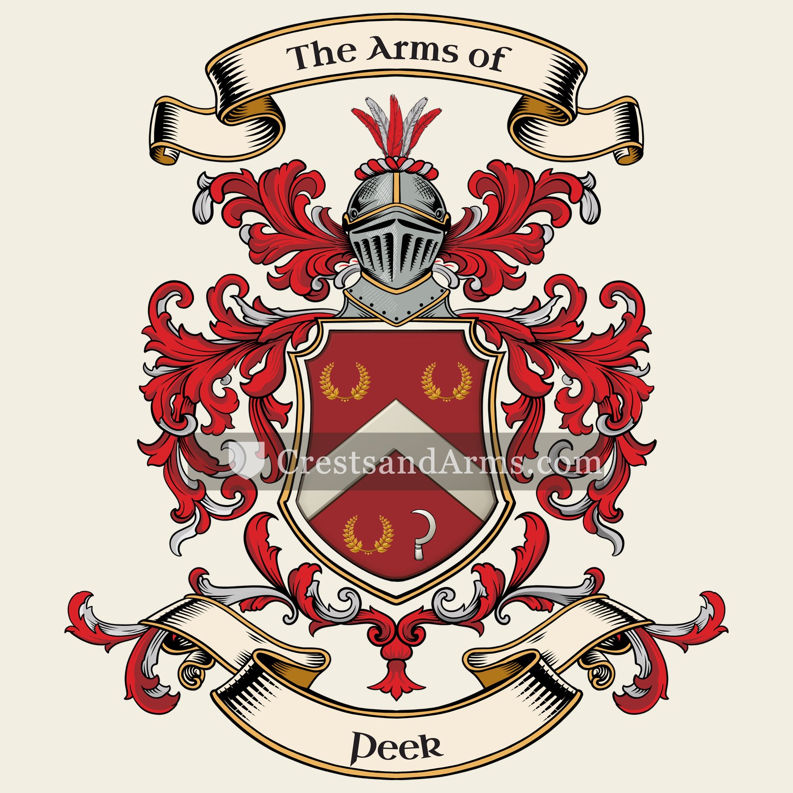 The Peek coat of arms, drawn from the recorded blazon