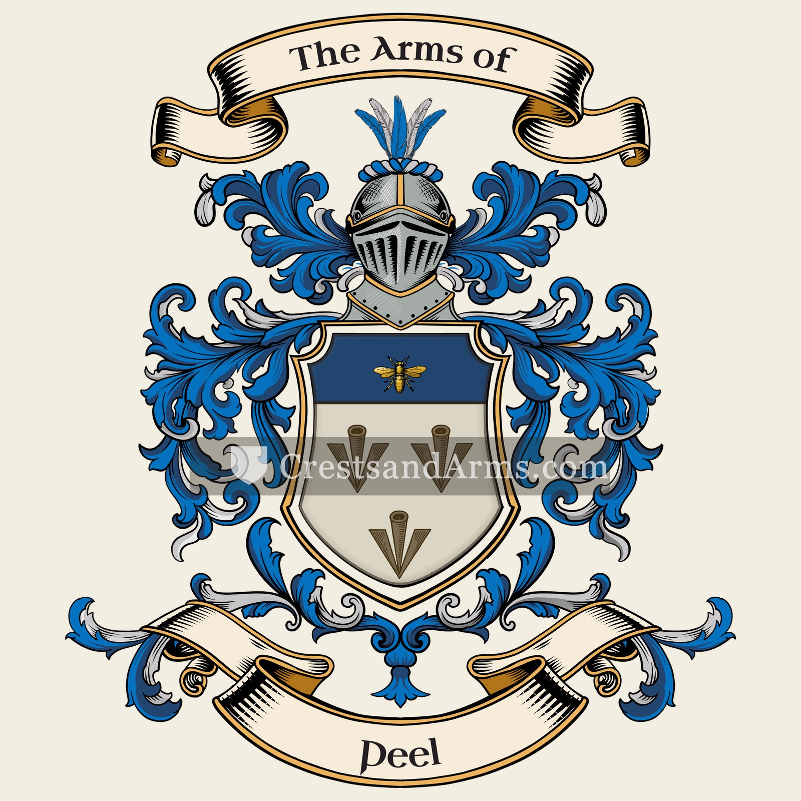 The Peel coat of arms, drawn from the recorded blazon