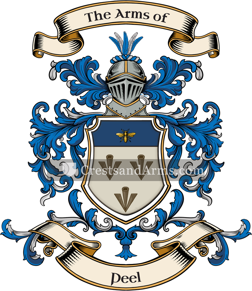 The Peel coat of arms, drawn from the recorded blazon