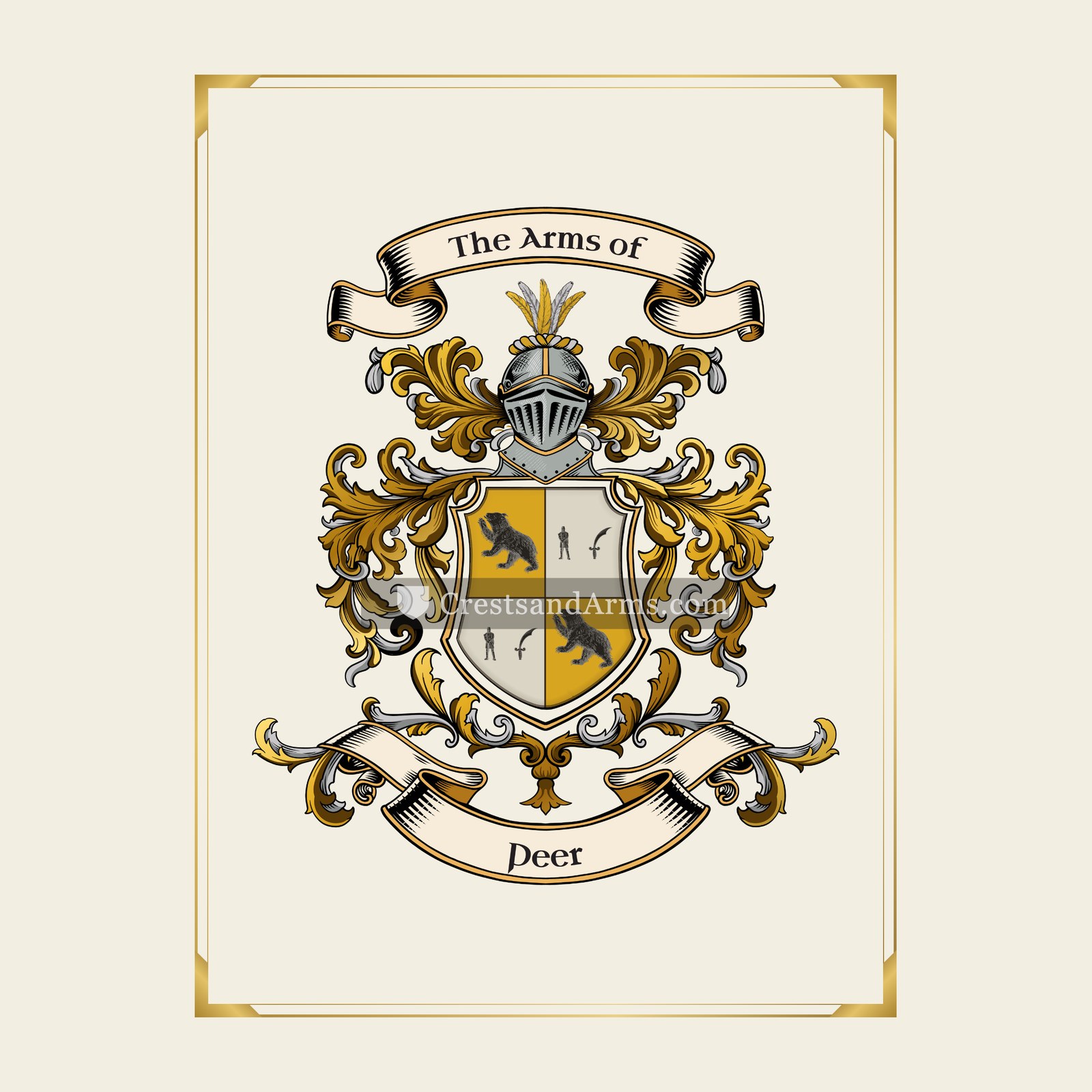 With gold border