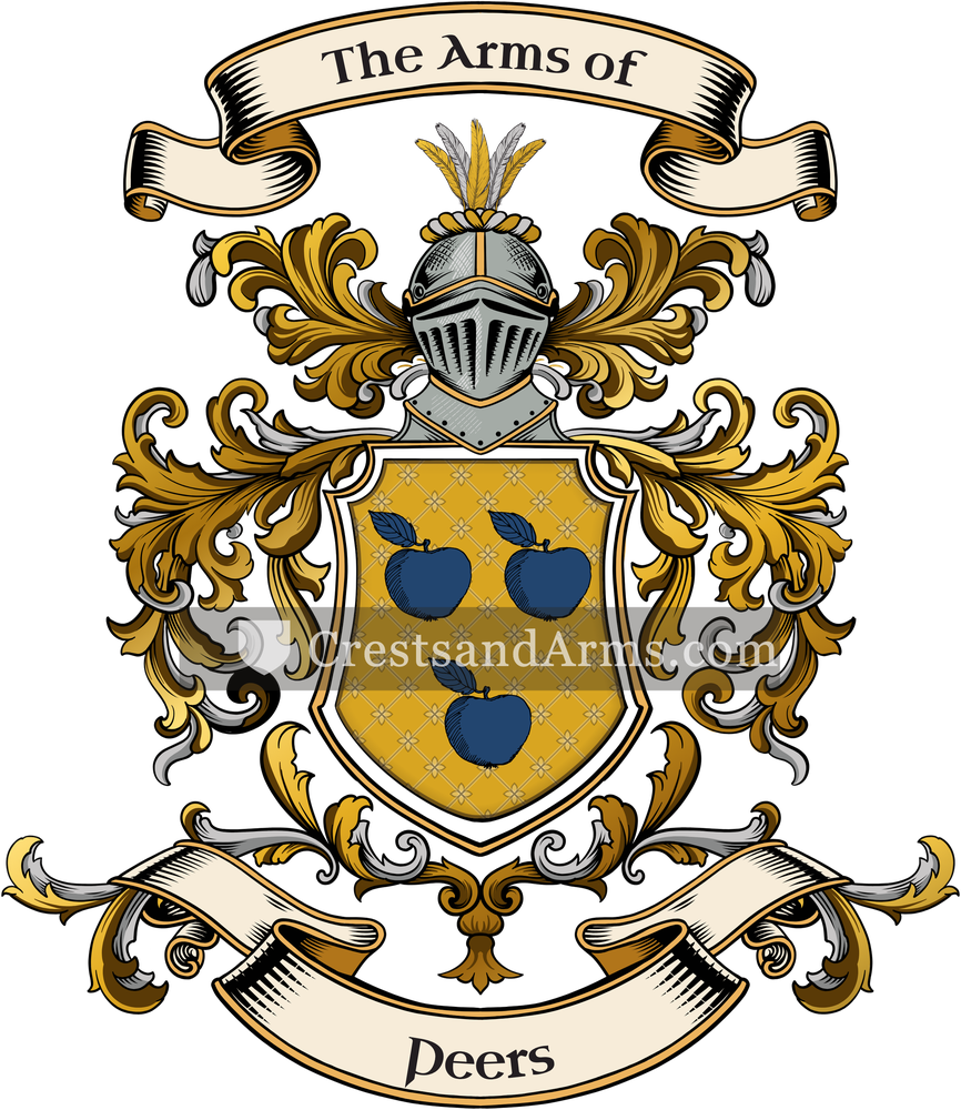 The Peers coat of arms, drawn from the recorded blazon