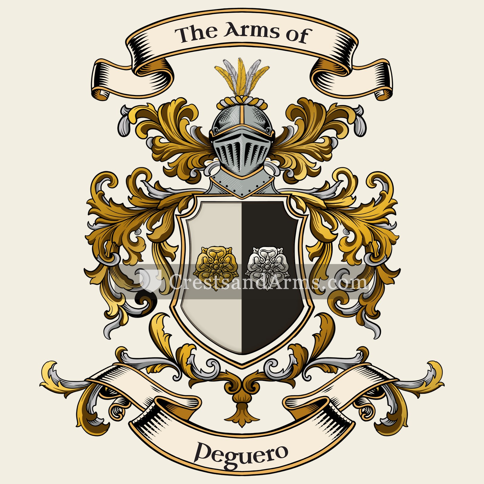 The Peguero coat of arms, drawn from the recorded blazon