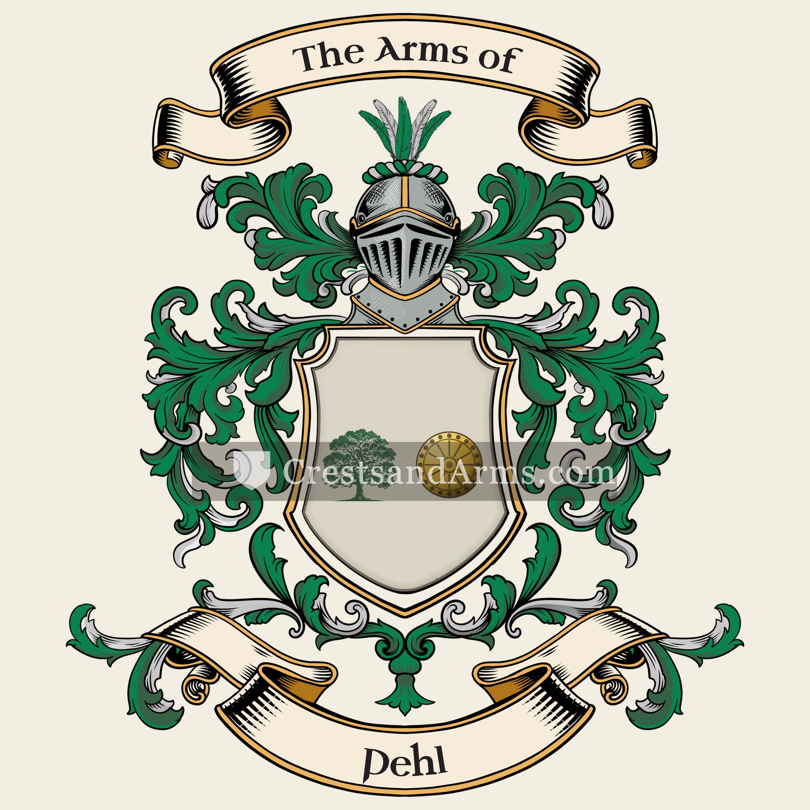 The Pehl coat of arms, drawn from the recorded blazon