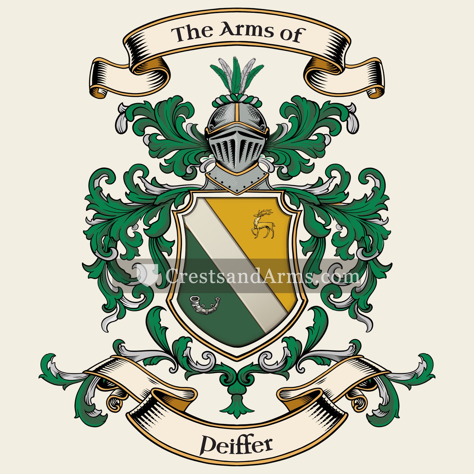The Peiffer coat of arms, drawn from the recorded blazon