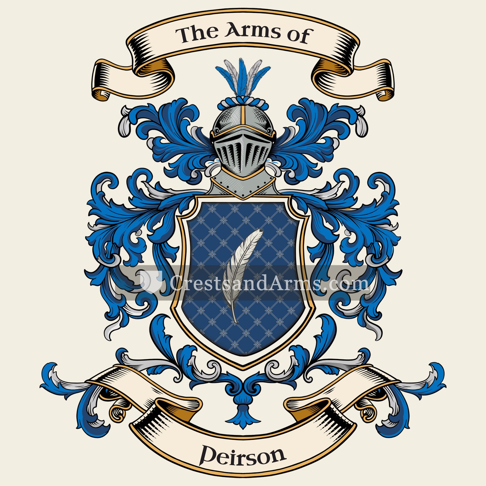 The Peirson coat of arms, drawn from the recorded blazon