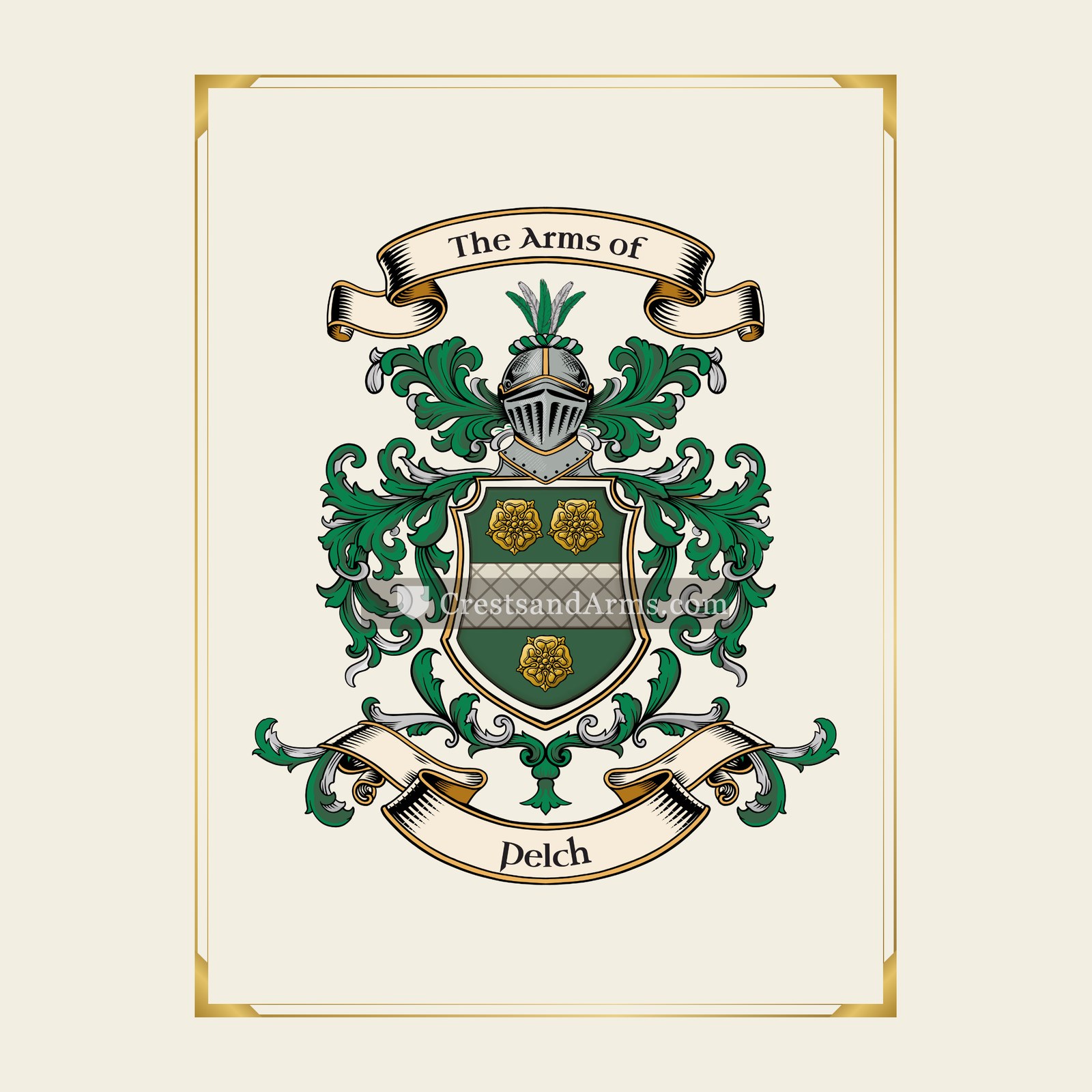 With gold border