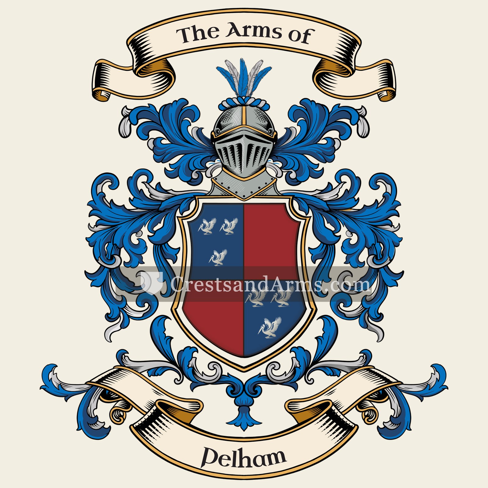 The Pelham coat of arms, drawn from the recorded blazon