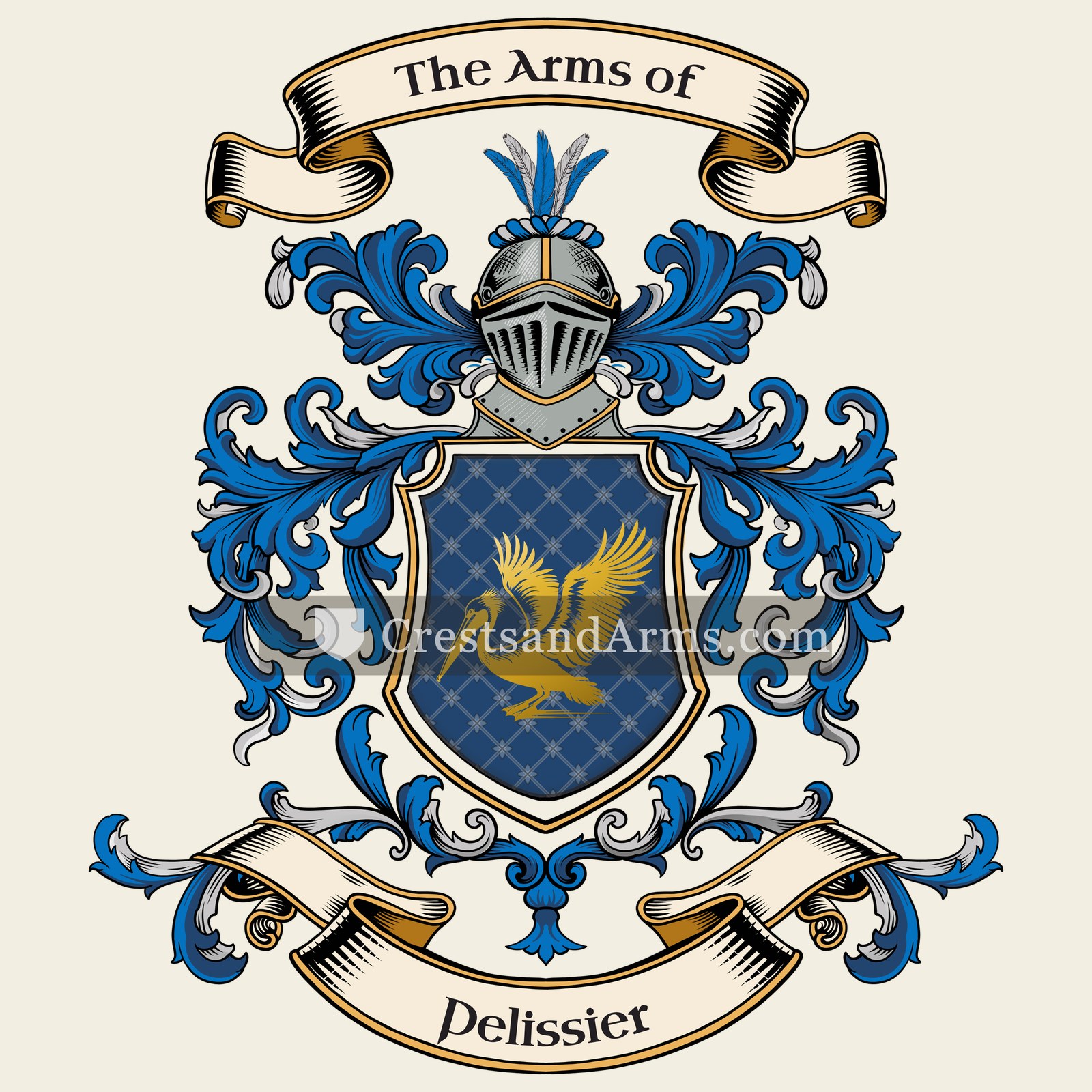 The Pelissier coat of arms, drawn from the recorded blazon