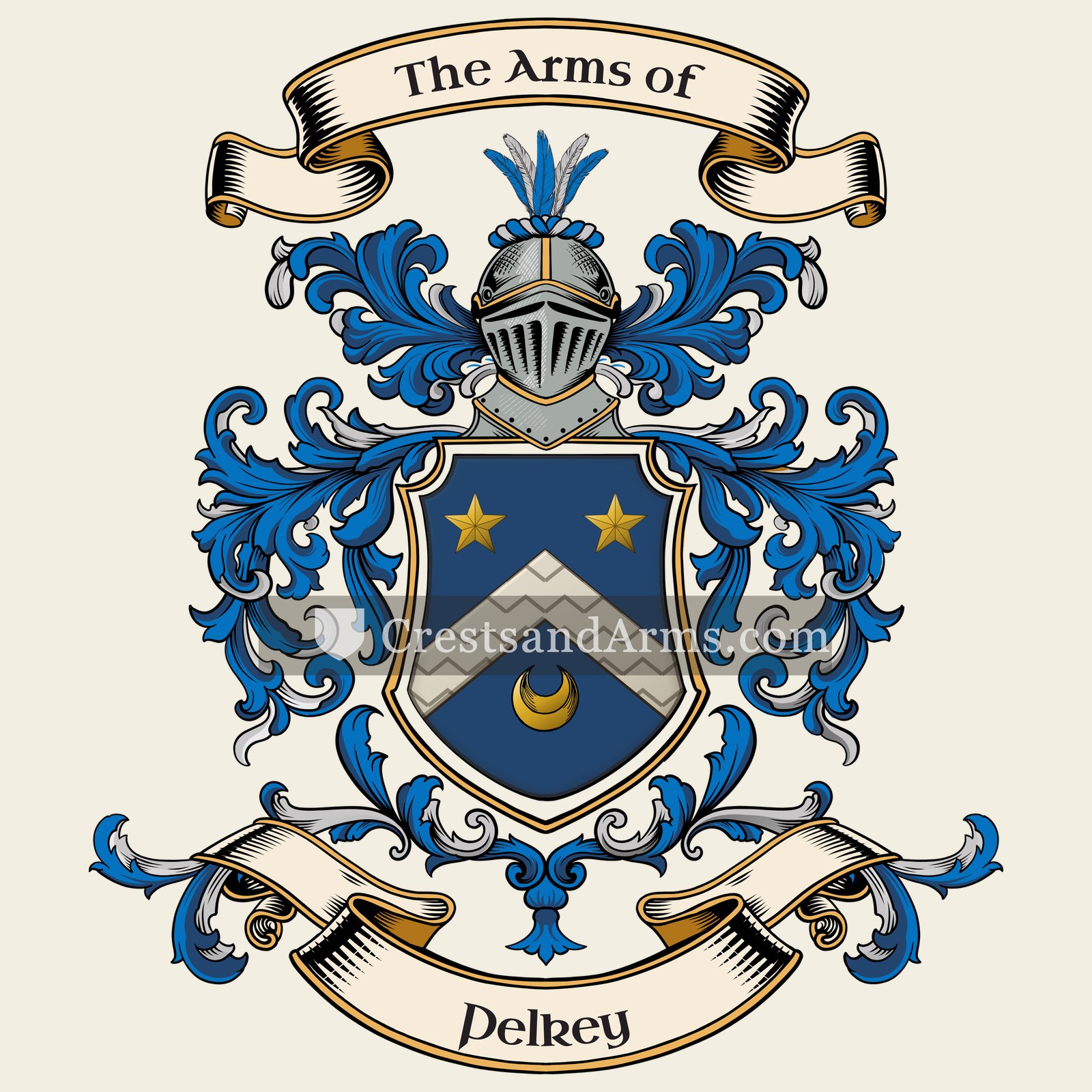 The Pelkey coat of arms, drawn from the recorded blazon