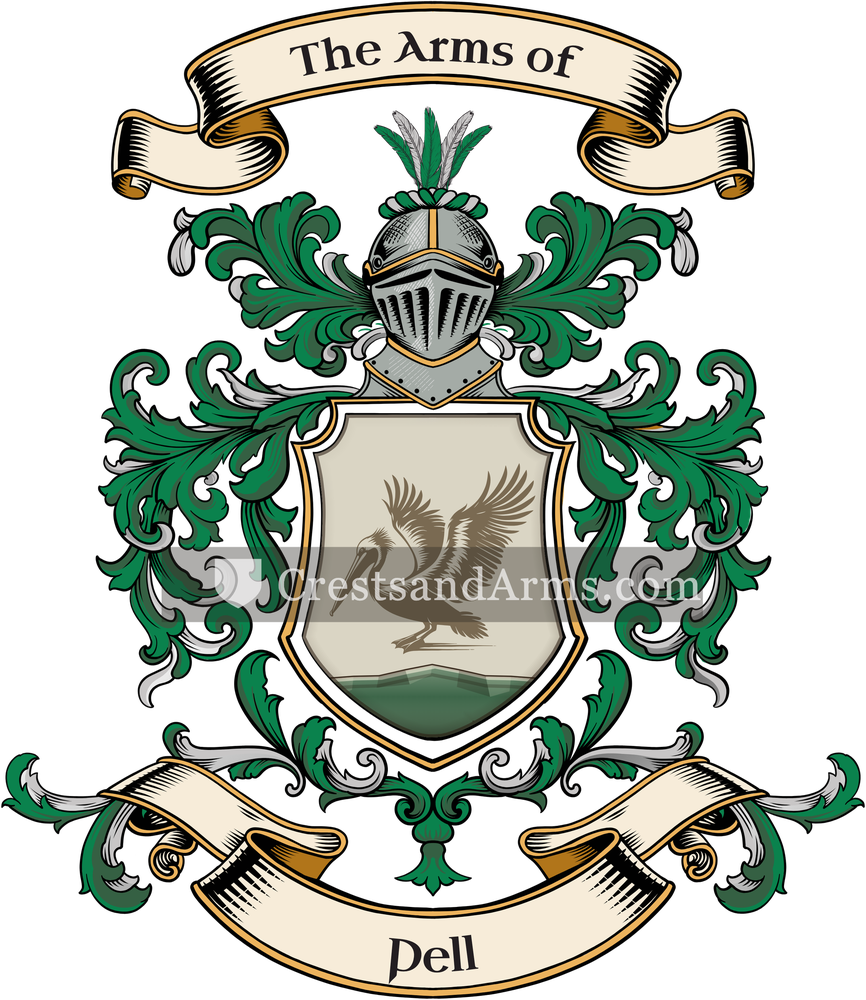 The Pell coat of arms, drawn from the recorded blazon