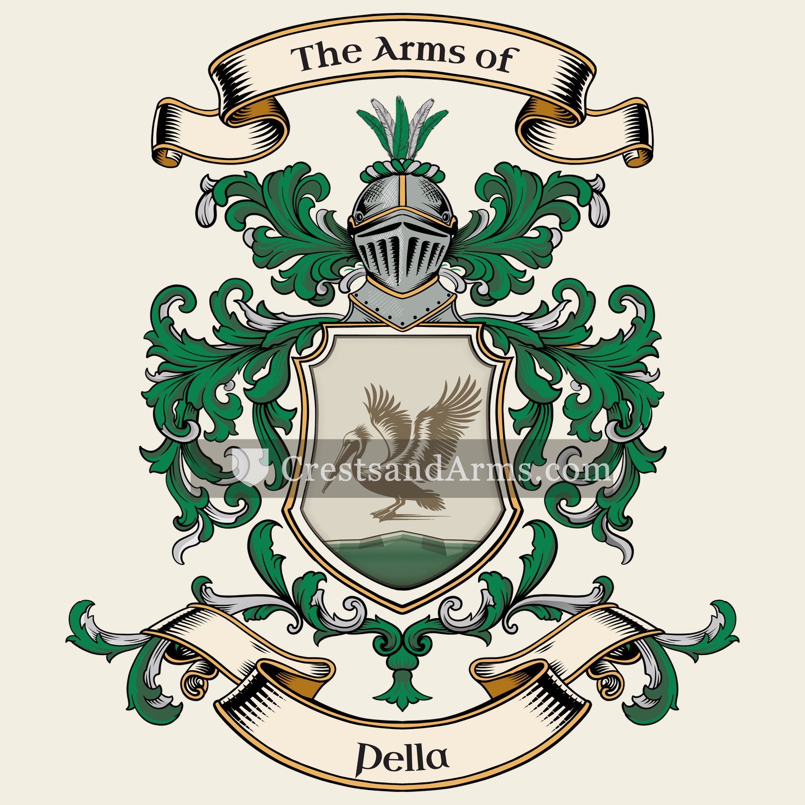 The Pella coat of arms, drawn from the recorded blazon