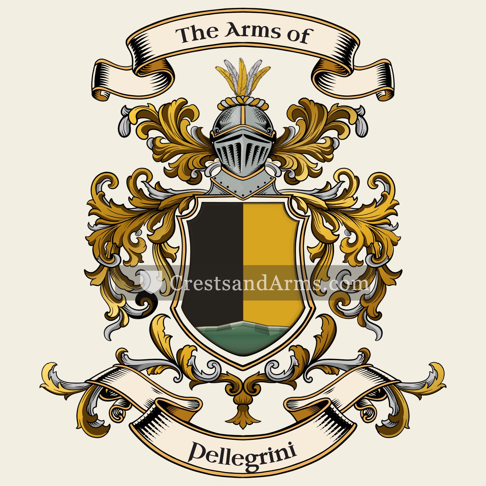 The Pellegrini coat of arms, drawn from the recorded blazon